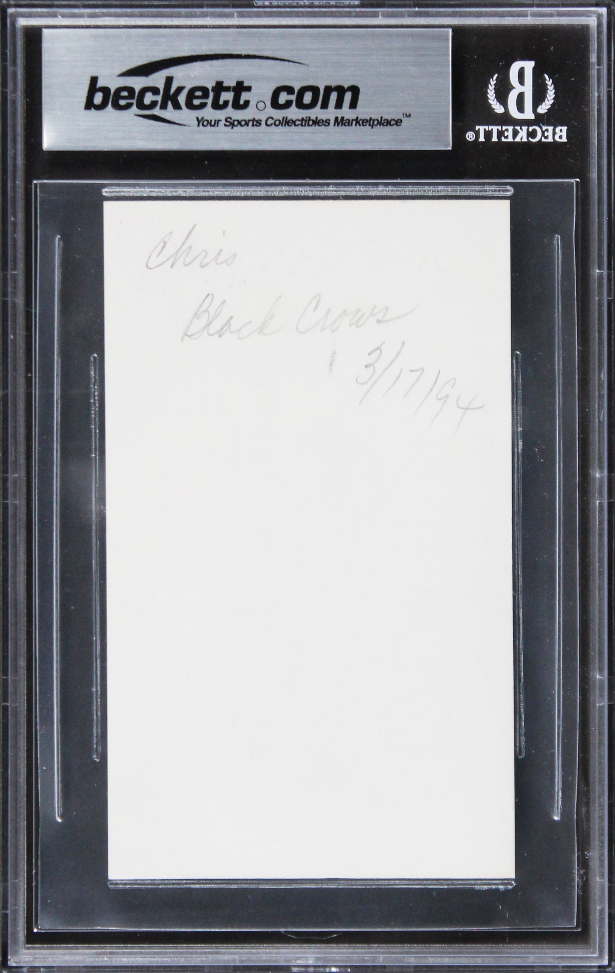 Chris Robinson The Black Crowes Authentic Signed 3x5 Index Card BAS Slabbed