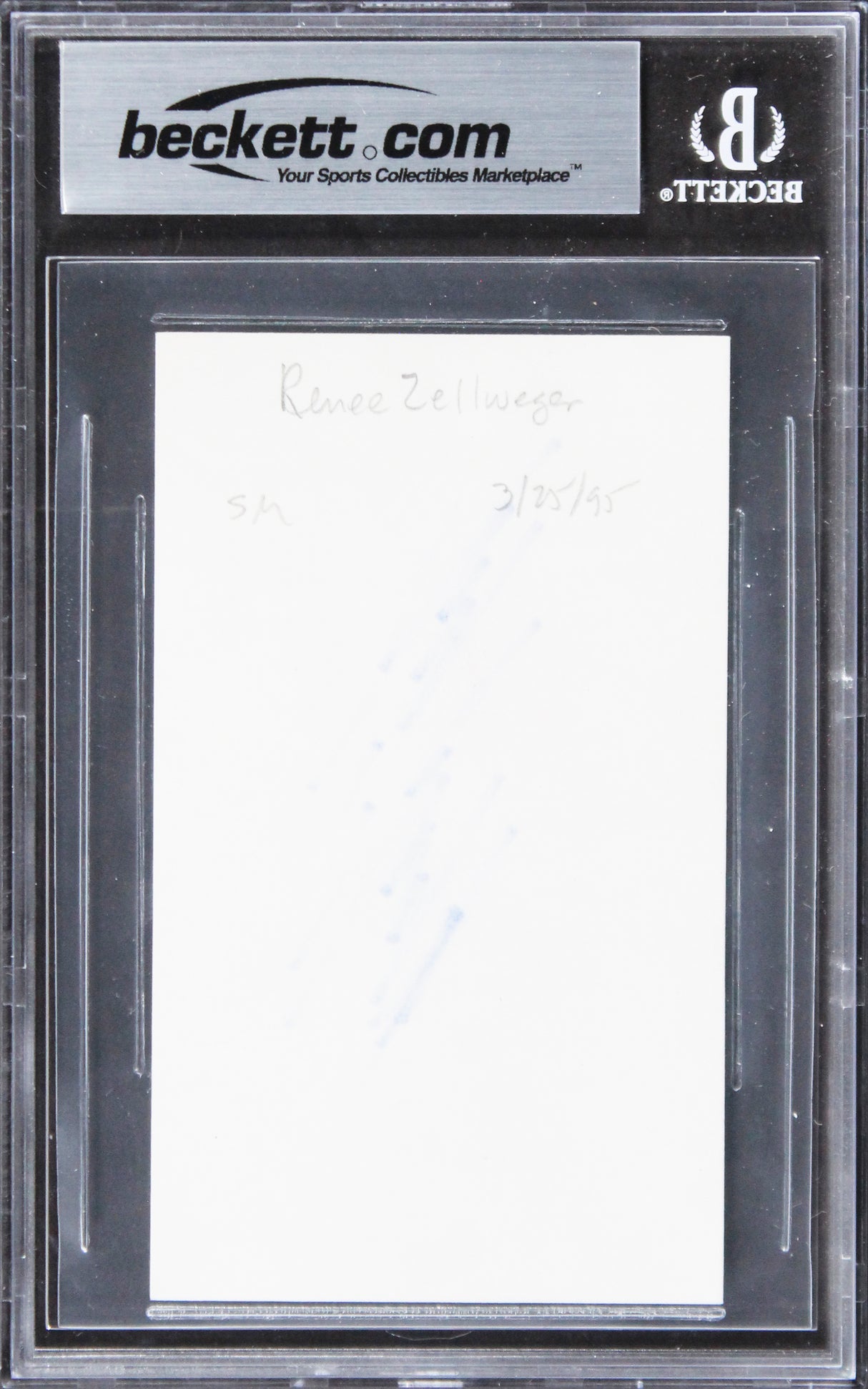 Renee Zellweger Jerry Maguire Authentic Signed 3x5 Index Card BAS Slabbed 2