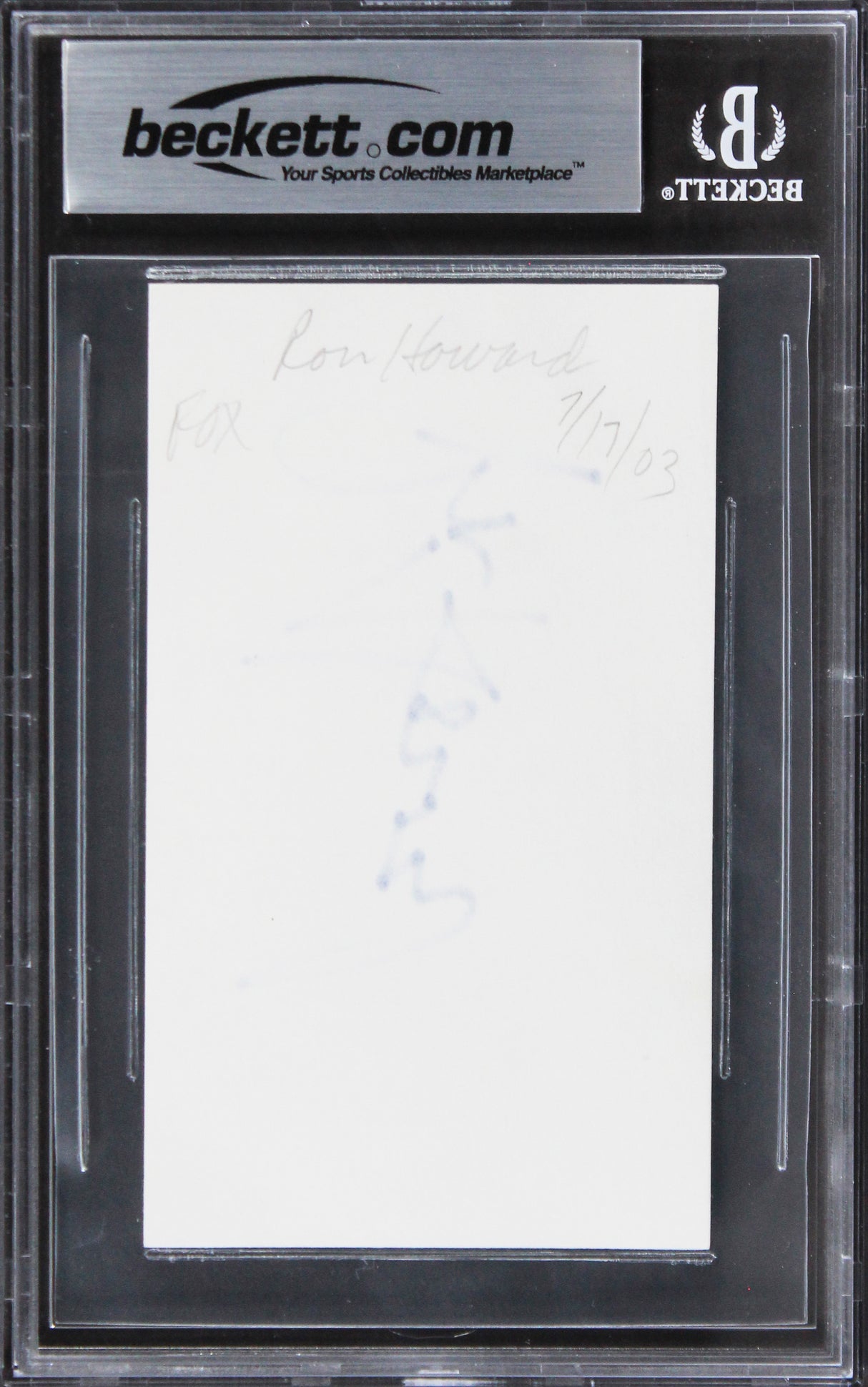 Ron Howard Happy Days Authentic Signed 3x5 Index Card Autographed BAS Slabbed 1