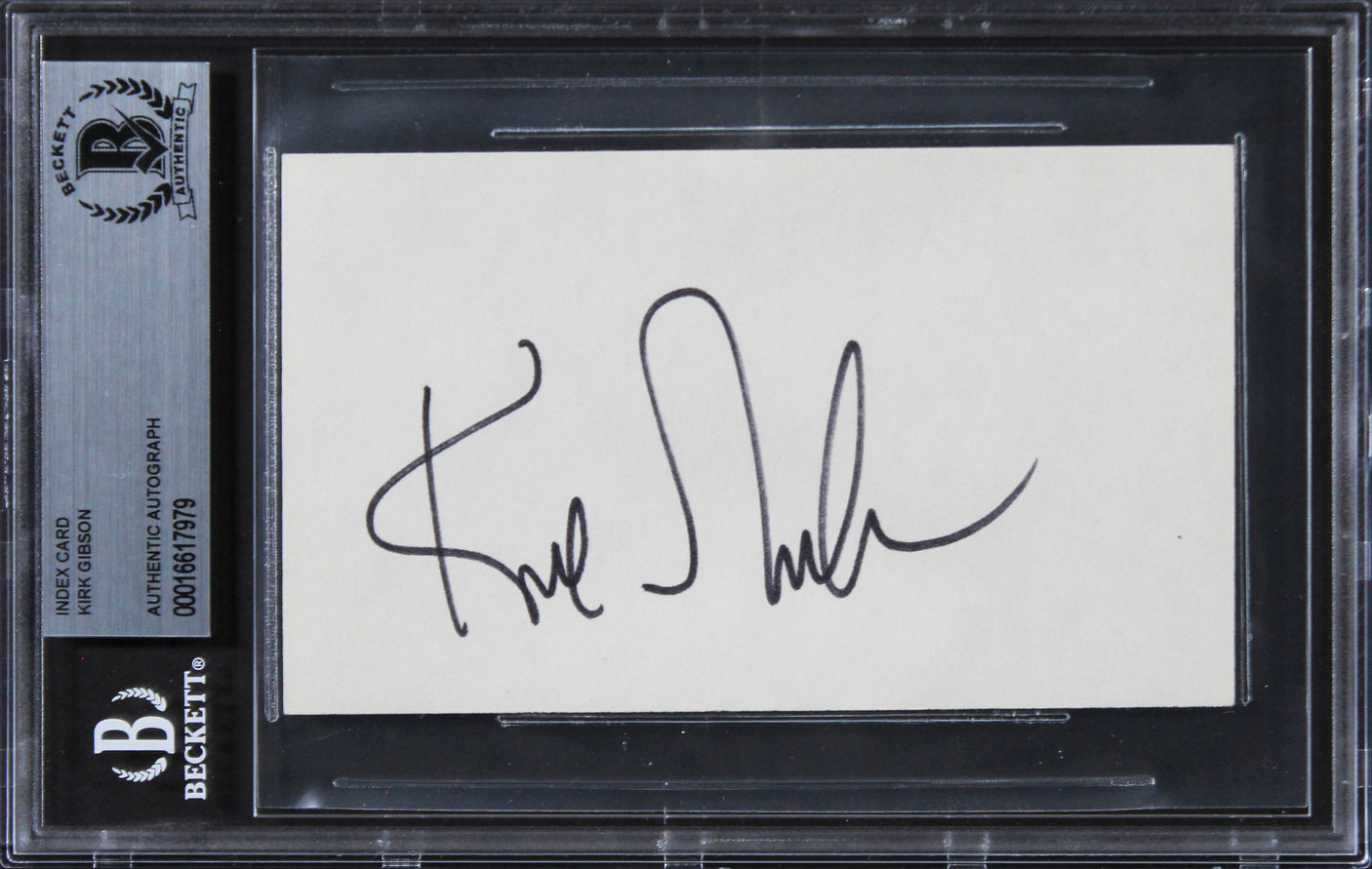 Tigers Kirk Gibson Authentic Signed 3x5 Index Card Autographed BAS Slabbed
