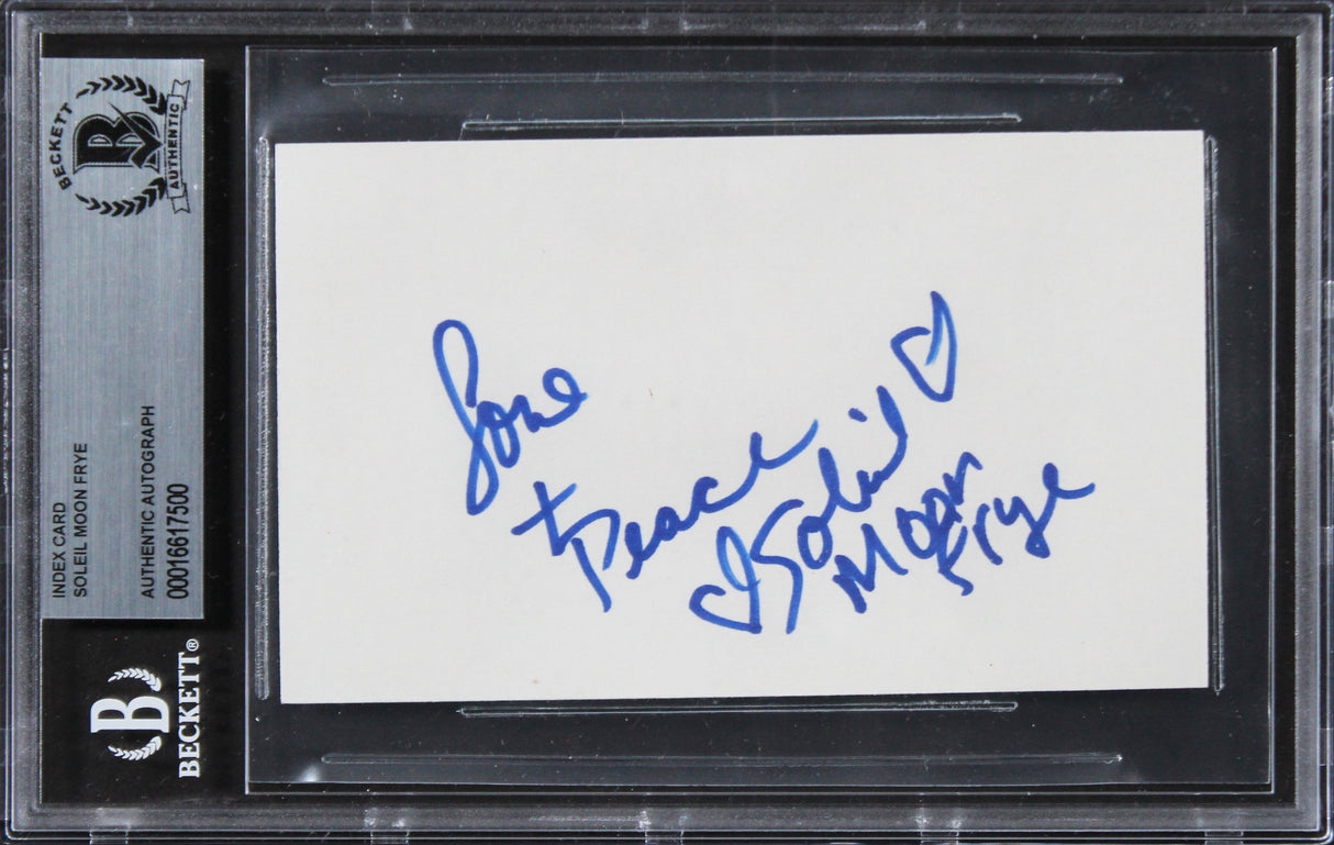 Soleil Moon Frye Punky Brewster "Love & Peace" Signed 3x5 Index Card BAS Slabbed