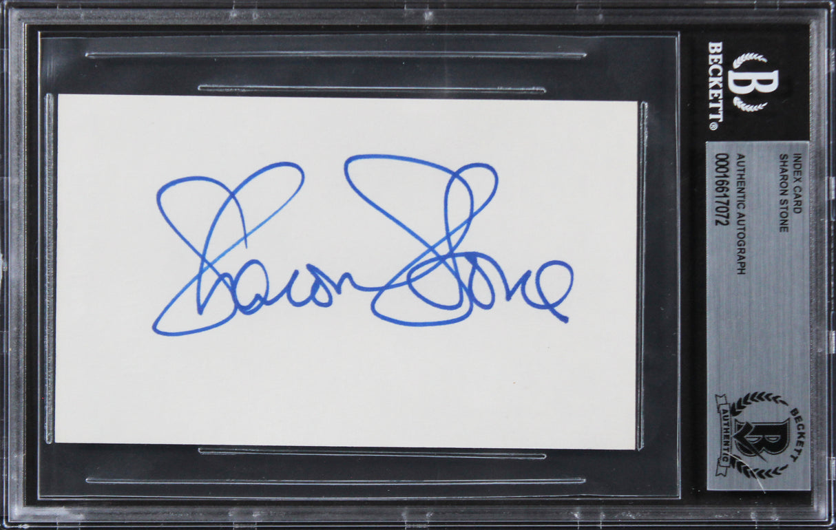 Sharon Stone Basic Instinct Authentic Signed 3x5 Index Card BAS Slabbed