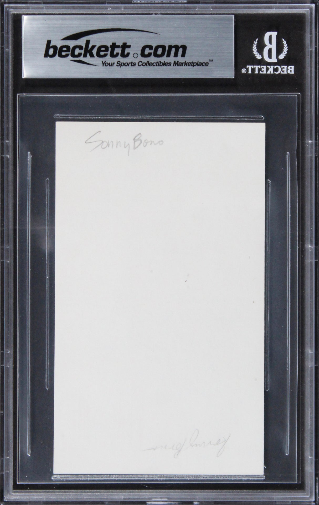 Sonny Bono Sonny & Cher Authentic Signed 3x5 Index Card Autographed BAS Slabbed