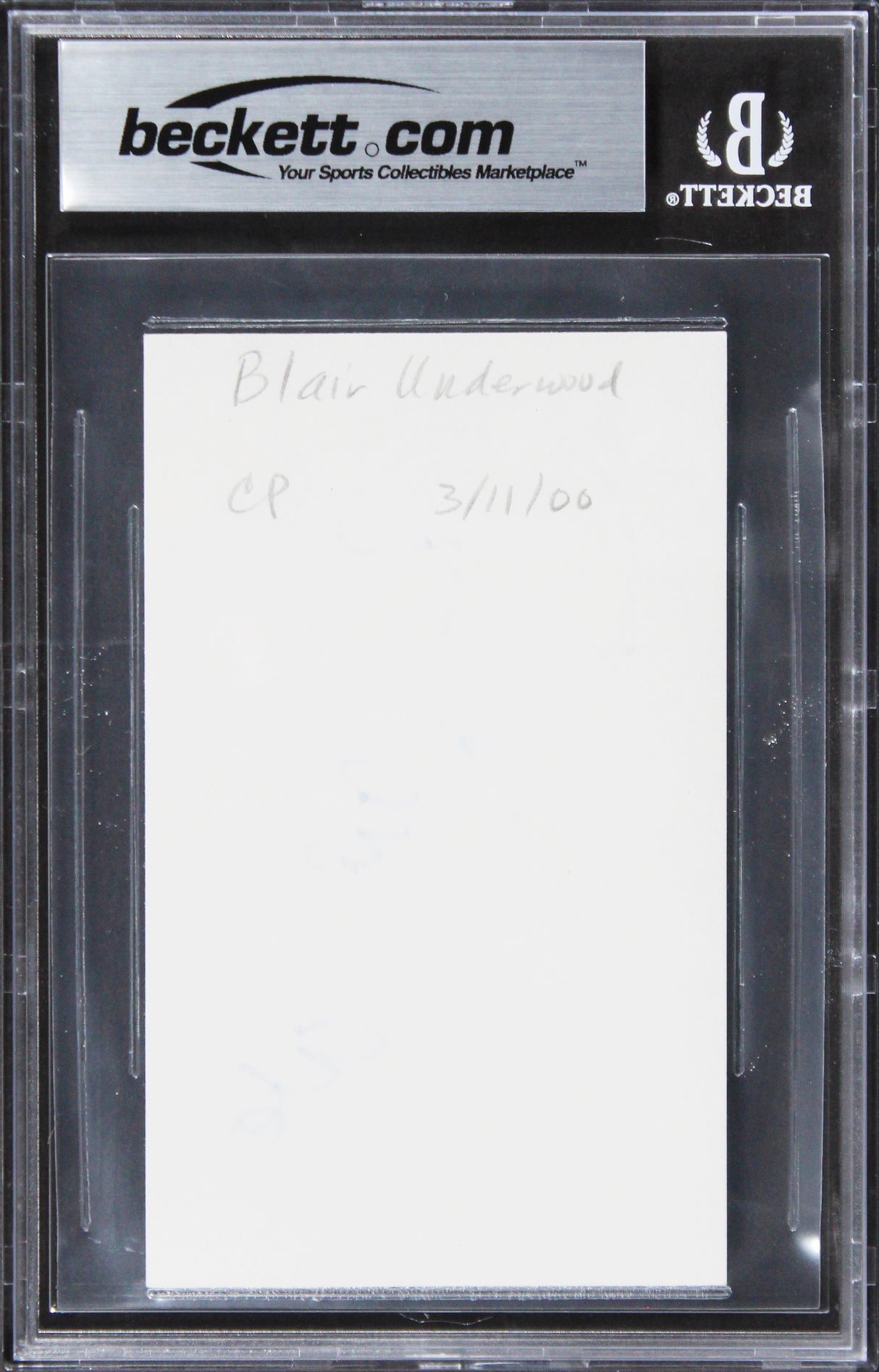 Blair Underwood Deep Impact Authentic Signed 3x5 Index Card BAS Slabbed 1