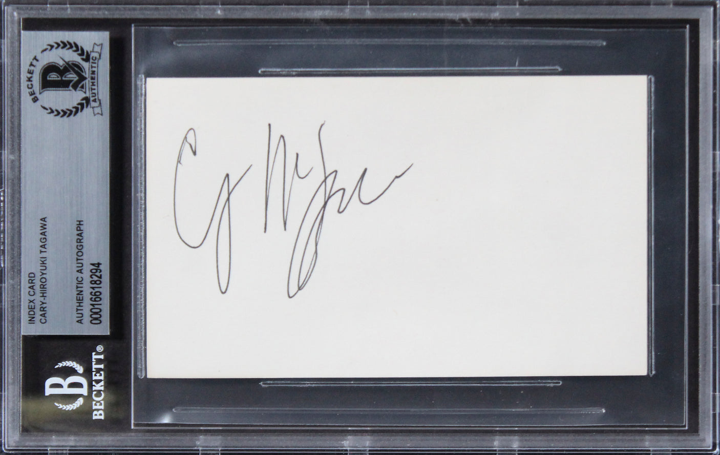 Cary-Hiroyuki Tagawa Mortal Kombat Authentic Signed 3x5 Index Card BAS Slabbed