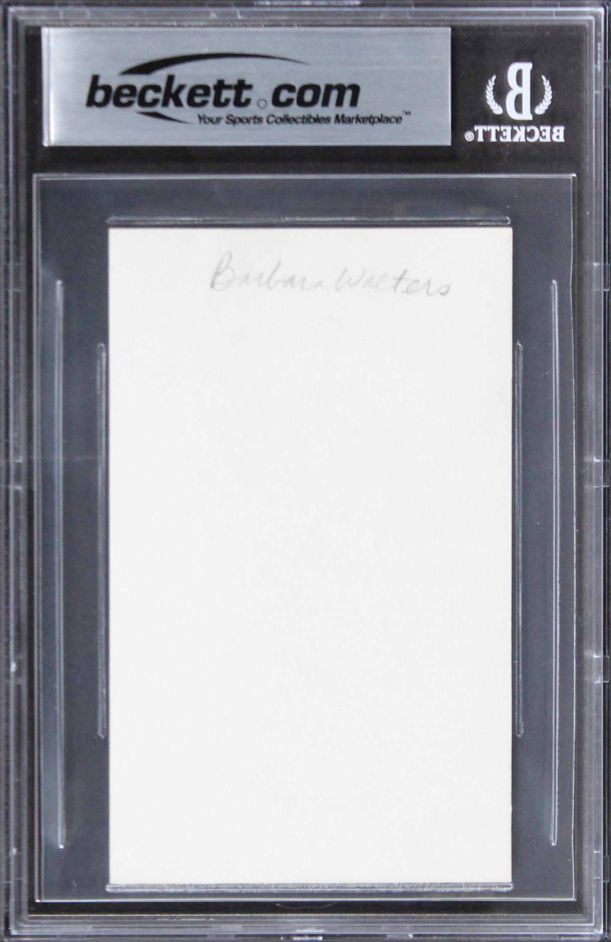 Barbara Walters The View Authentic Signed 3x5 Index Card BAS Slabbed 3