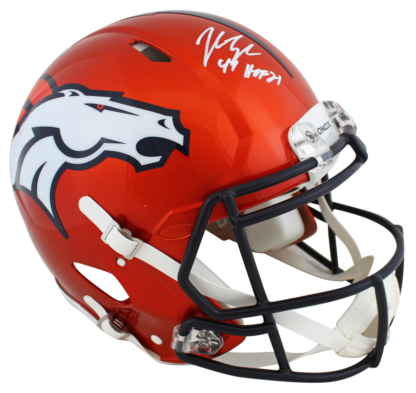 Broncos John Lynch "HOF '21" Signed Flash Full Size Speed Proline Helmet BAS Wit