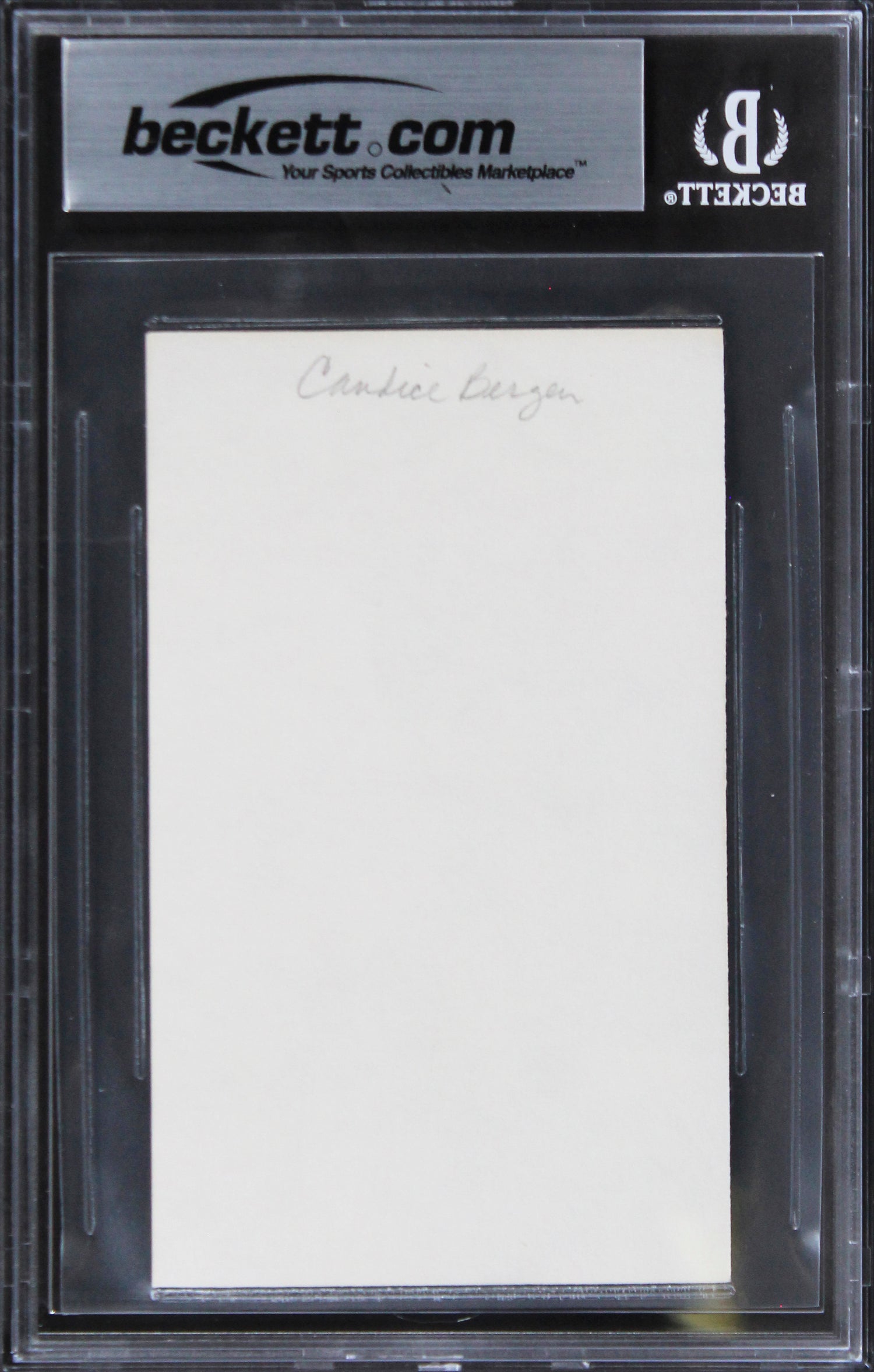 Candice Bergen Murphy Brown Authentic Signed 3x5 Index Card BAS Slabbed