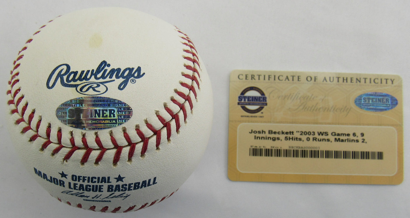 Josh Beckett Signed Auto Rawlings Baseball Steiner COA