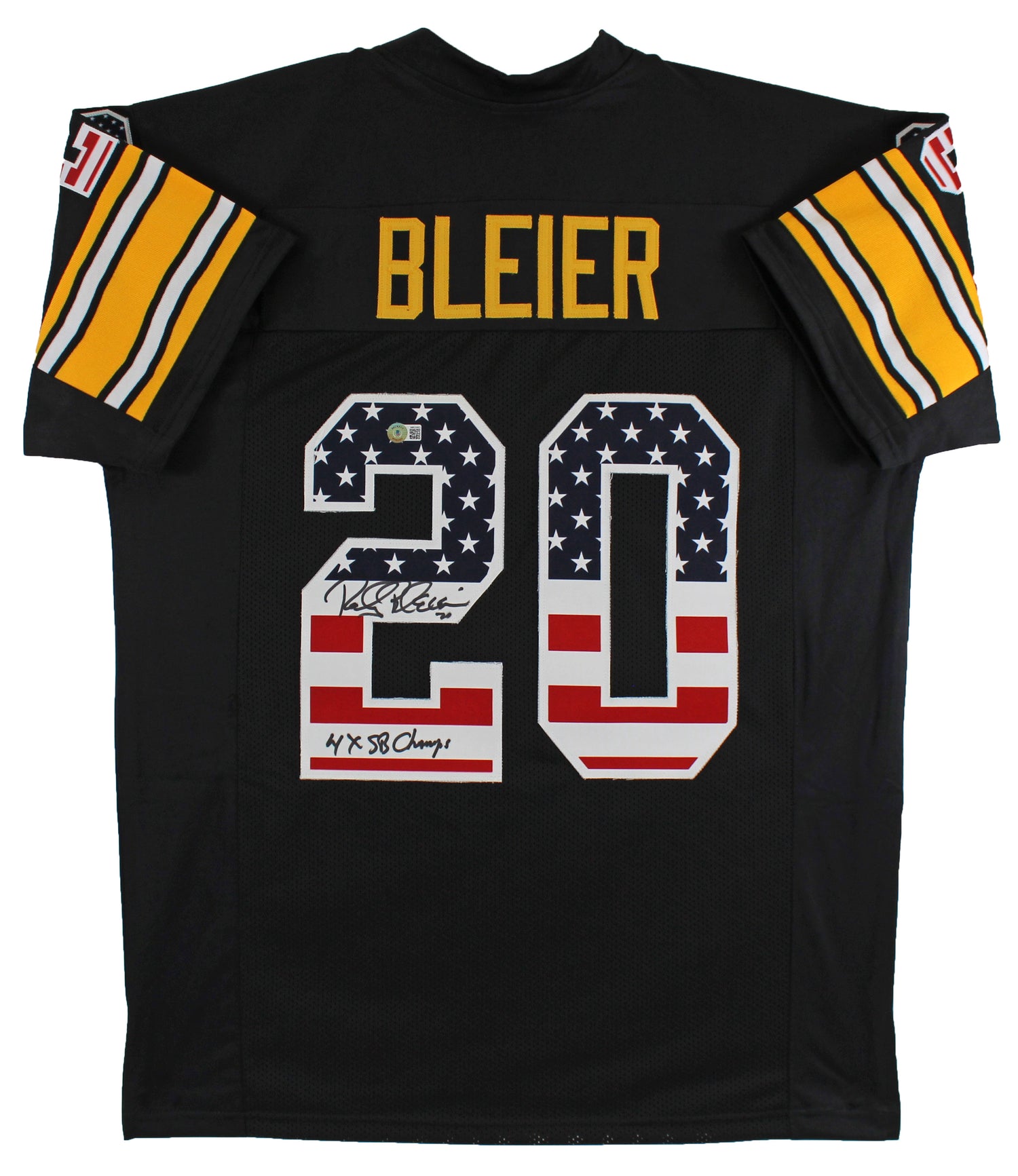 Rocky Bleier "4x SB Champ" Signed Black Pro Style Jersey w/ USA #'s BAS Witness