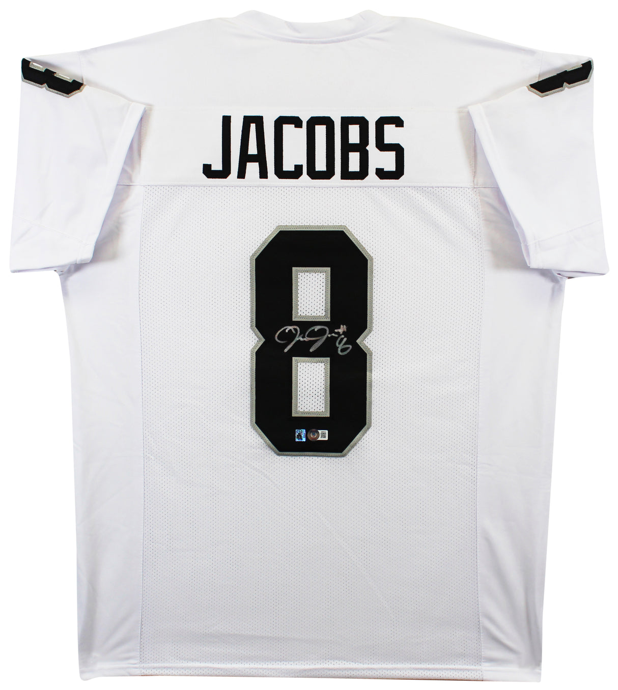Josh Jacobs Authentic Signed White Pro Style #8 Jersey BAS Witnessed