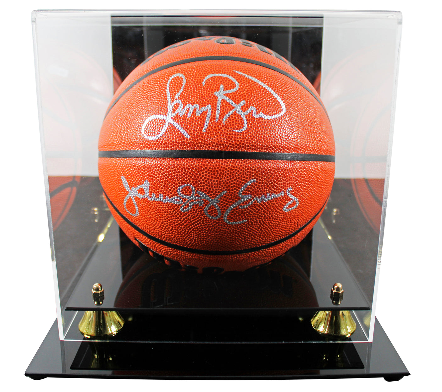 Larry Bird & Julius "Dr. J." Erving Signed Wilson Basketball w/ case BAS Wit
