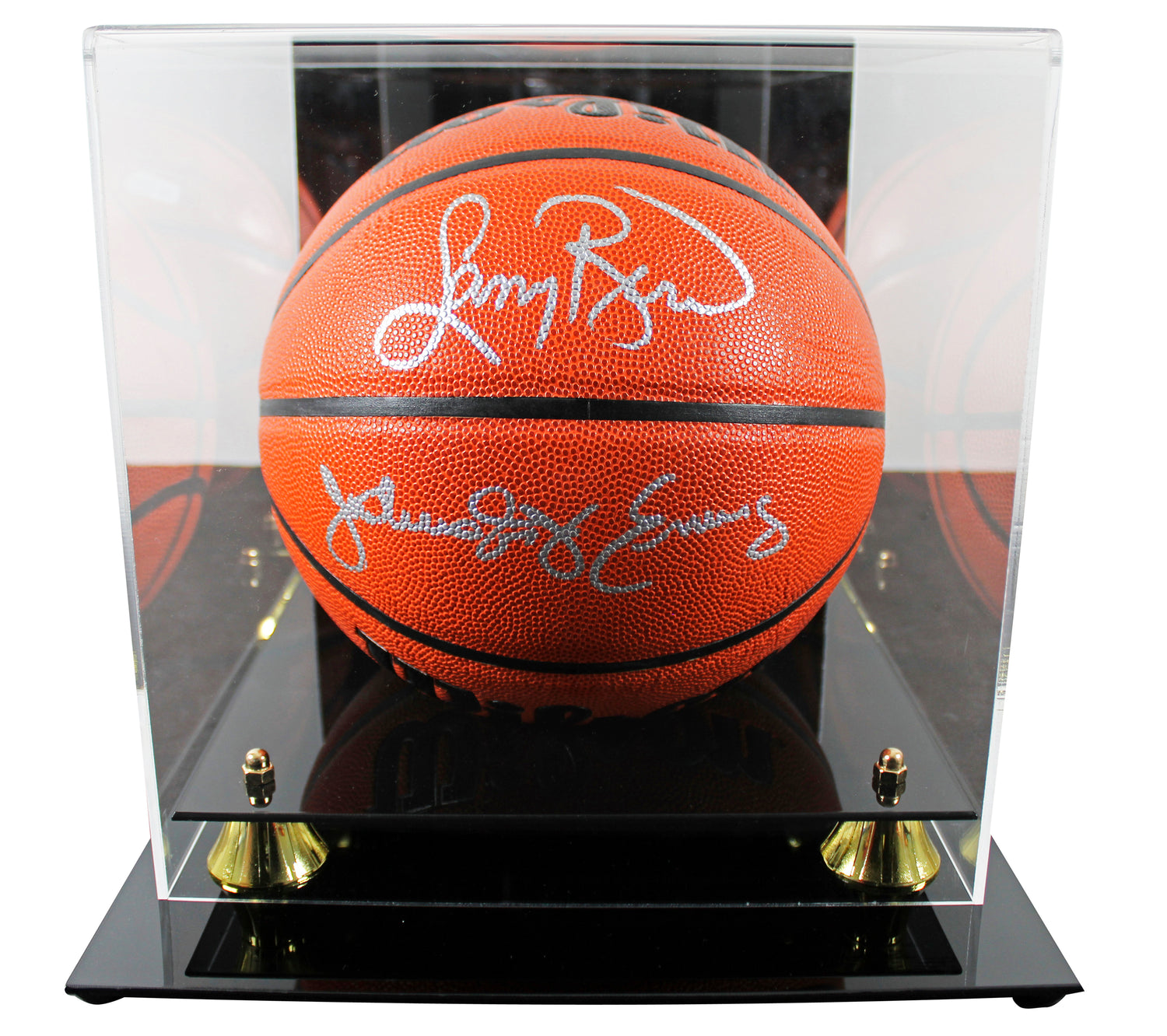 Larry Bird & Julius "Dr. J." Erving Signed Wilson Basketball w/ case BAS Wit