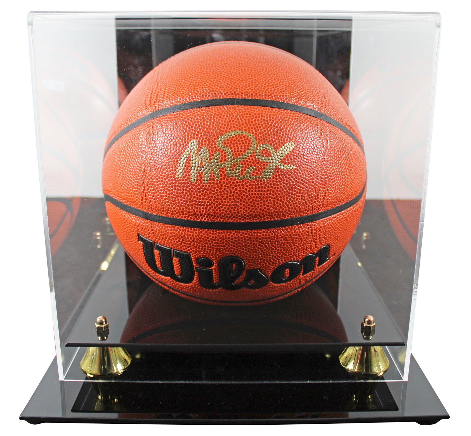Lakers Magic Johnson Signed Wilson Basketball w/ Gold Sig w/ case BAS Wit