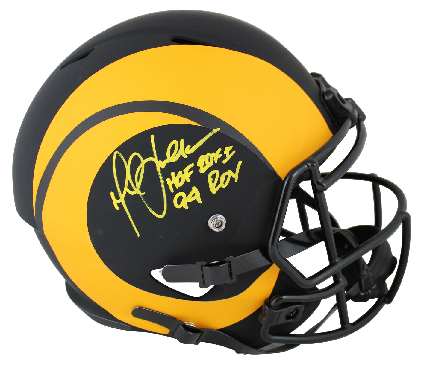 Rams Marshall Faulk "HOF/ROY" Signed Eclipse Full Size Speed Rep Helmet BAS Wit
