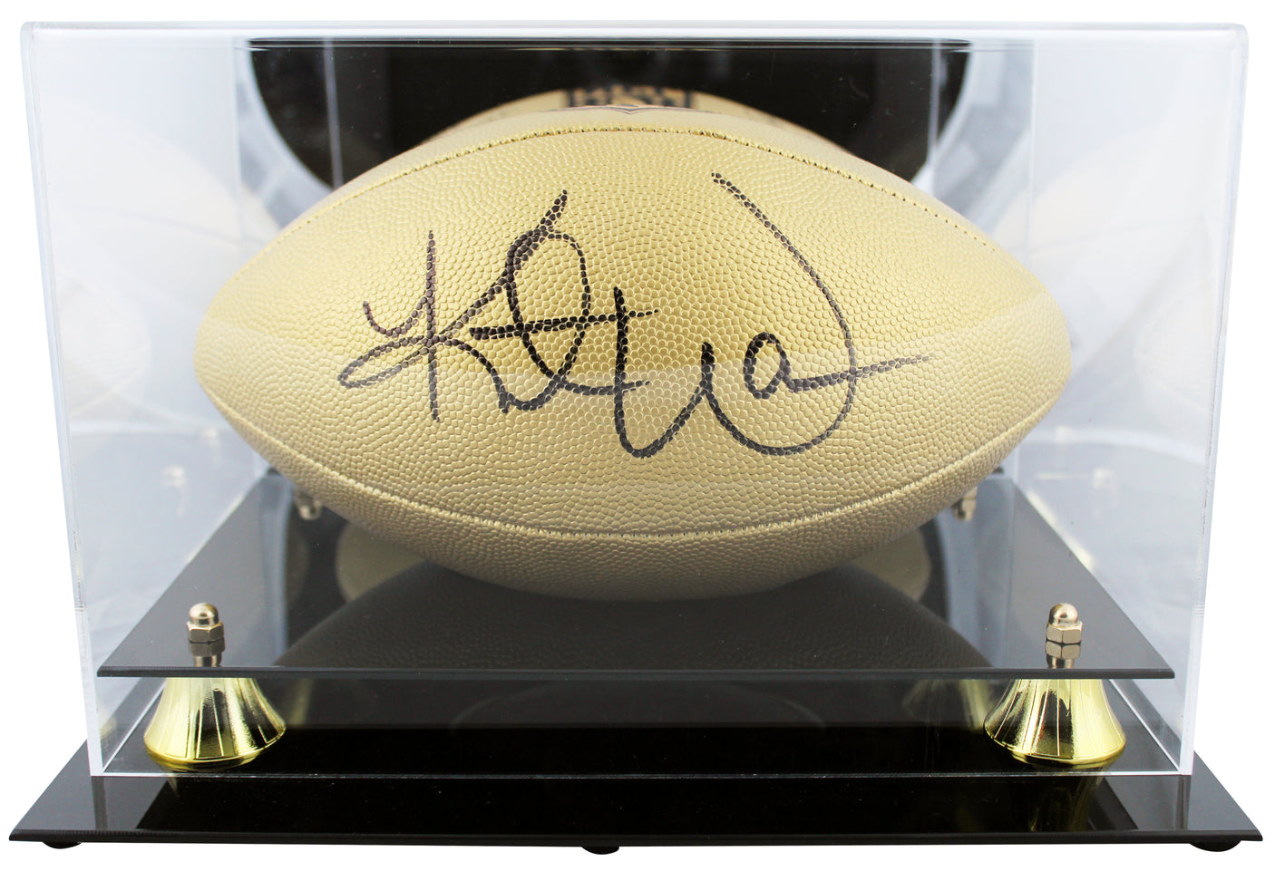 Kurt Warner Signed Wilson Replica Duke Metallic Gold Football W/ Case BAS Wit