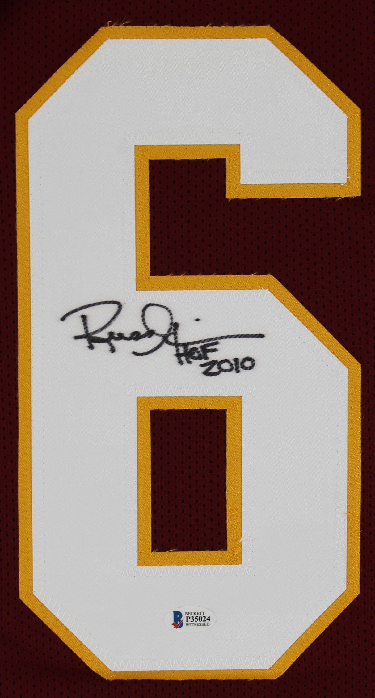 Russ Grimm "HOF 2010" Signed Maroon Pro Style Framed Jersey BAS Witnessed