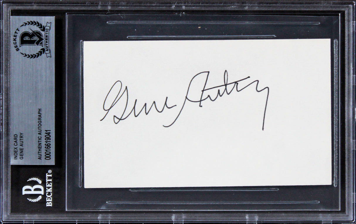 Gene Autry The Old Corral Authentic Signed 3x5 Index Card BAS Slabbed