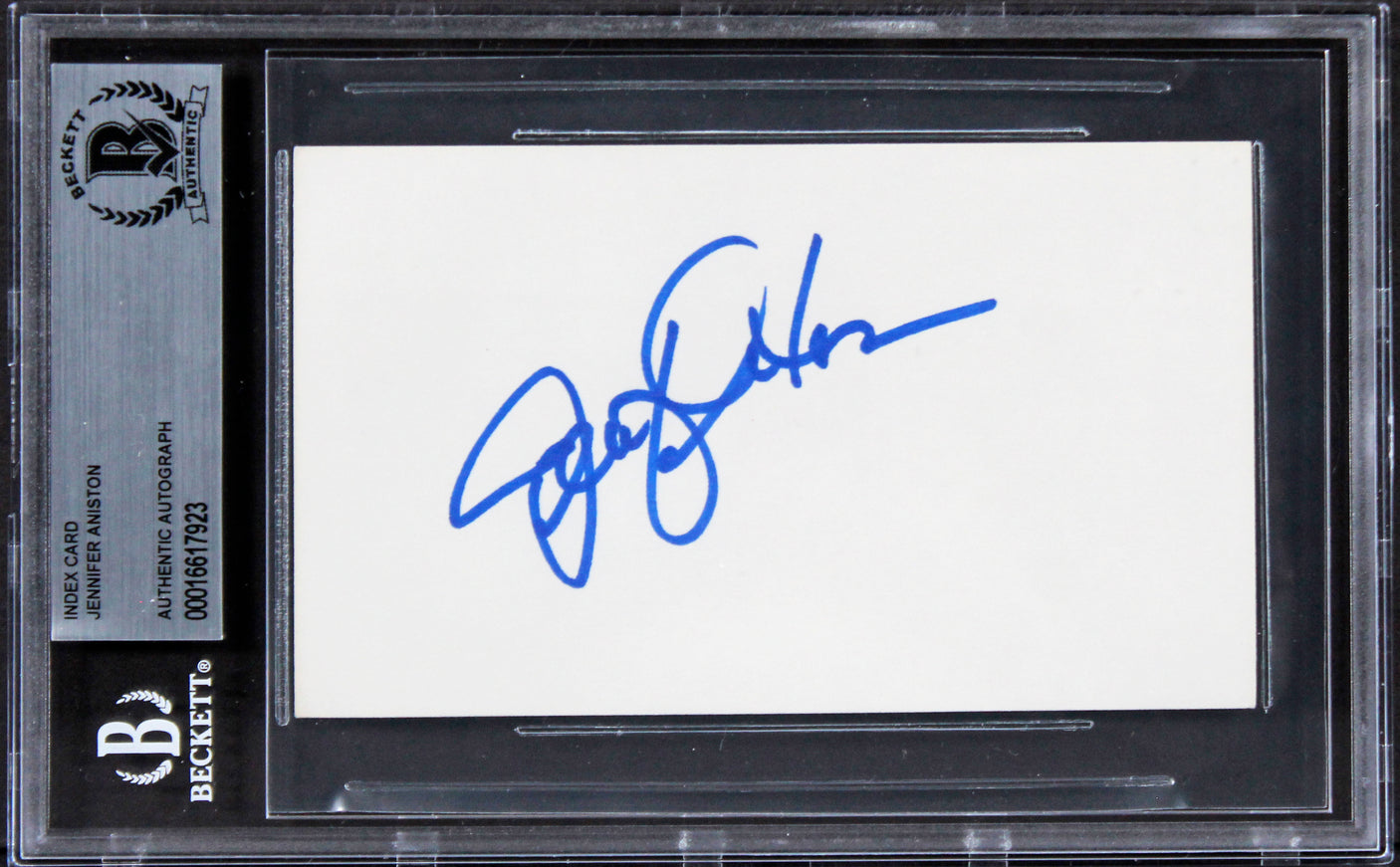 Jennifer Aniston Friends Authentic Signed 3x5 Index Card Autographed BAS Slabbed