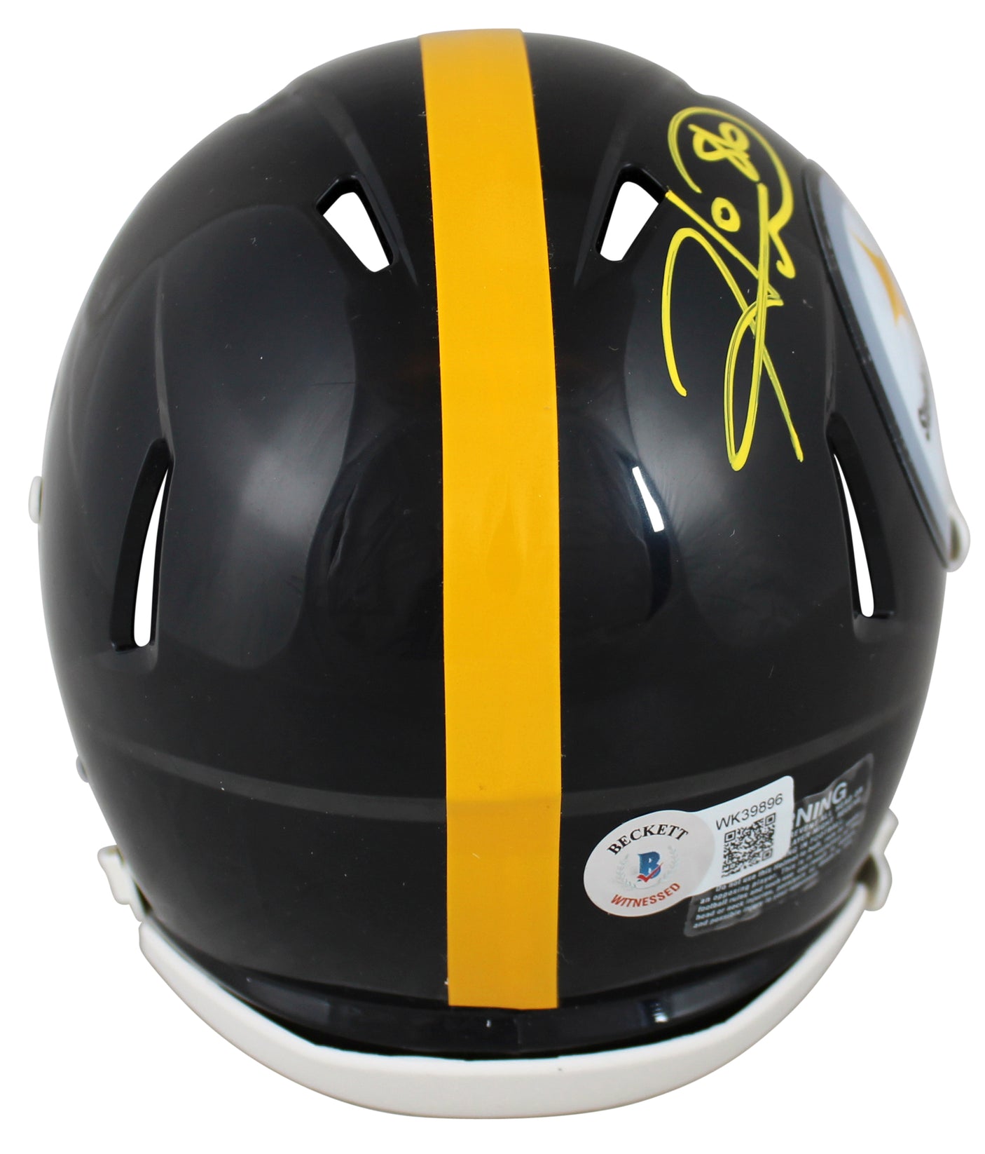 Steelers Hines Ward Authentic Signed Speed Mini Helmet w/ Yellow SIg BAS Witness