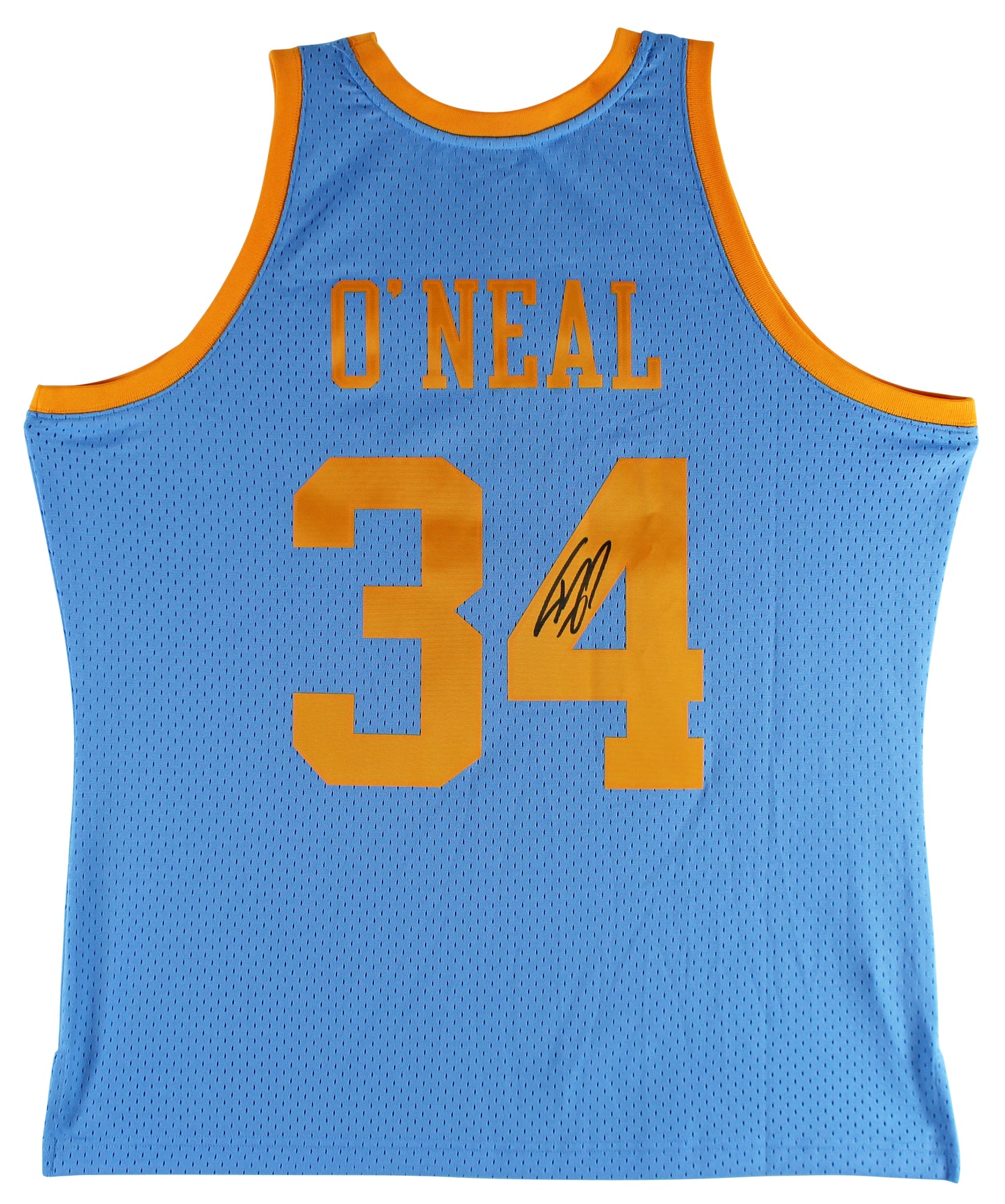 Lakers Shaquille O'Neal Signed Blue TB MLSP M&N HWC Swingman Jersey BAS Witness