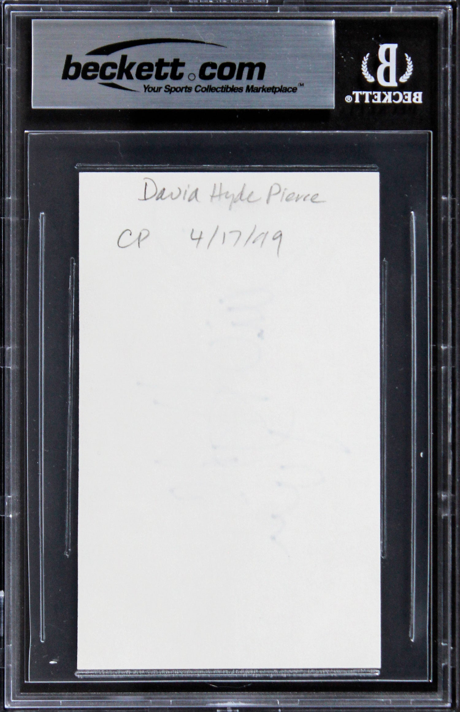 David Hyde Pierce Frasier Authentic Signed 3x5 Index Card BAS Slabbed 2