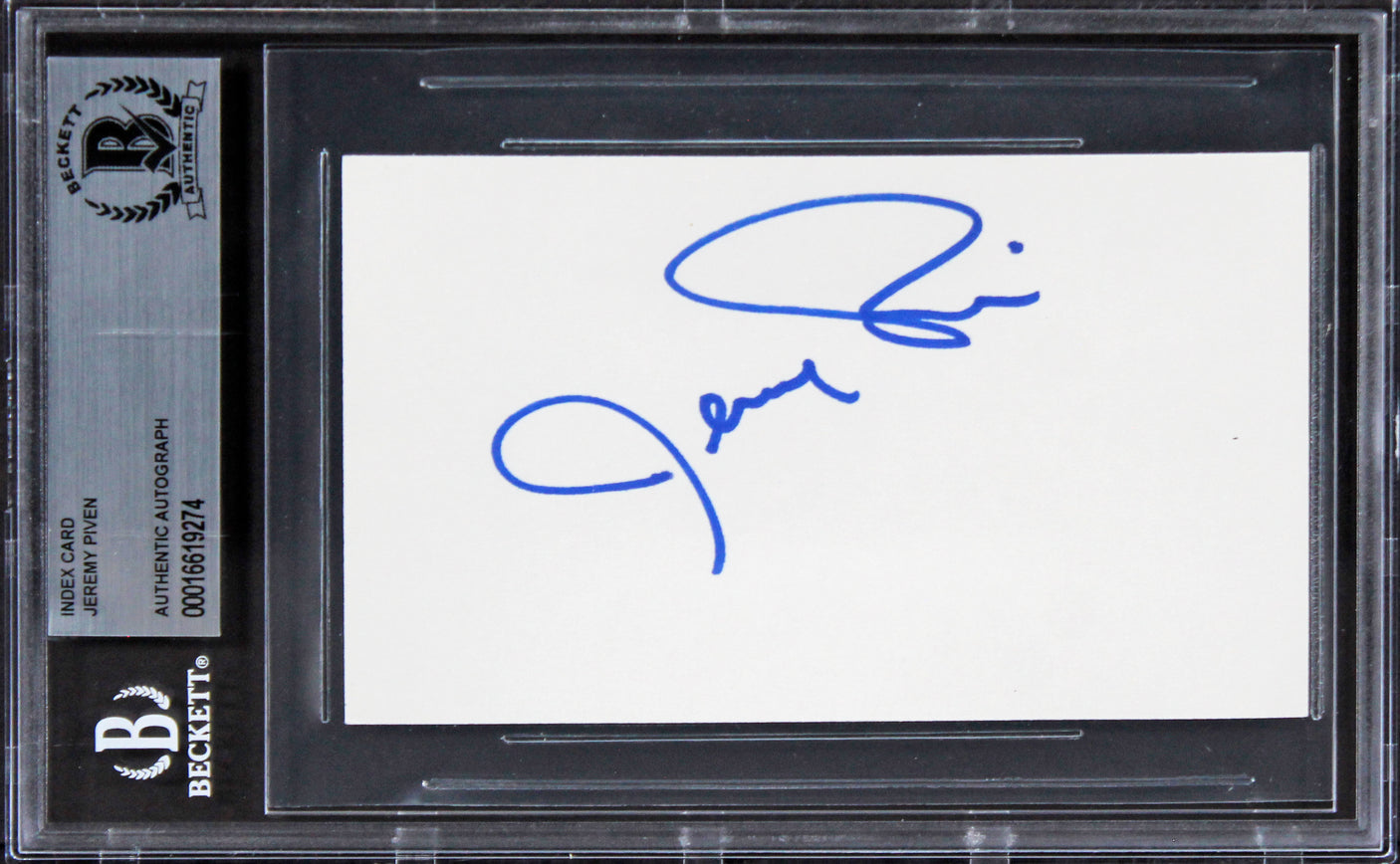 Jeremy Piven Entourage Authentic Signed 3x5 Index Card Autographed BAS Slabbed