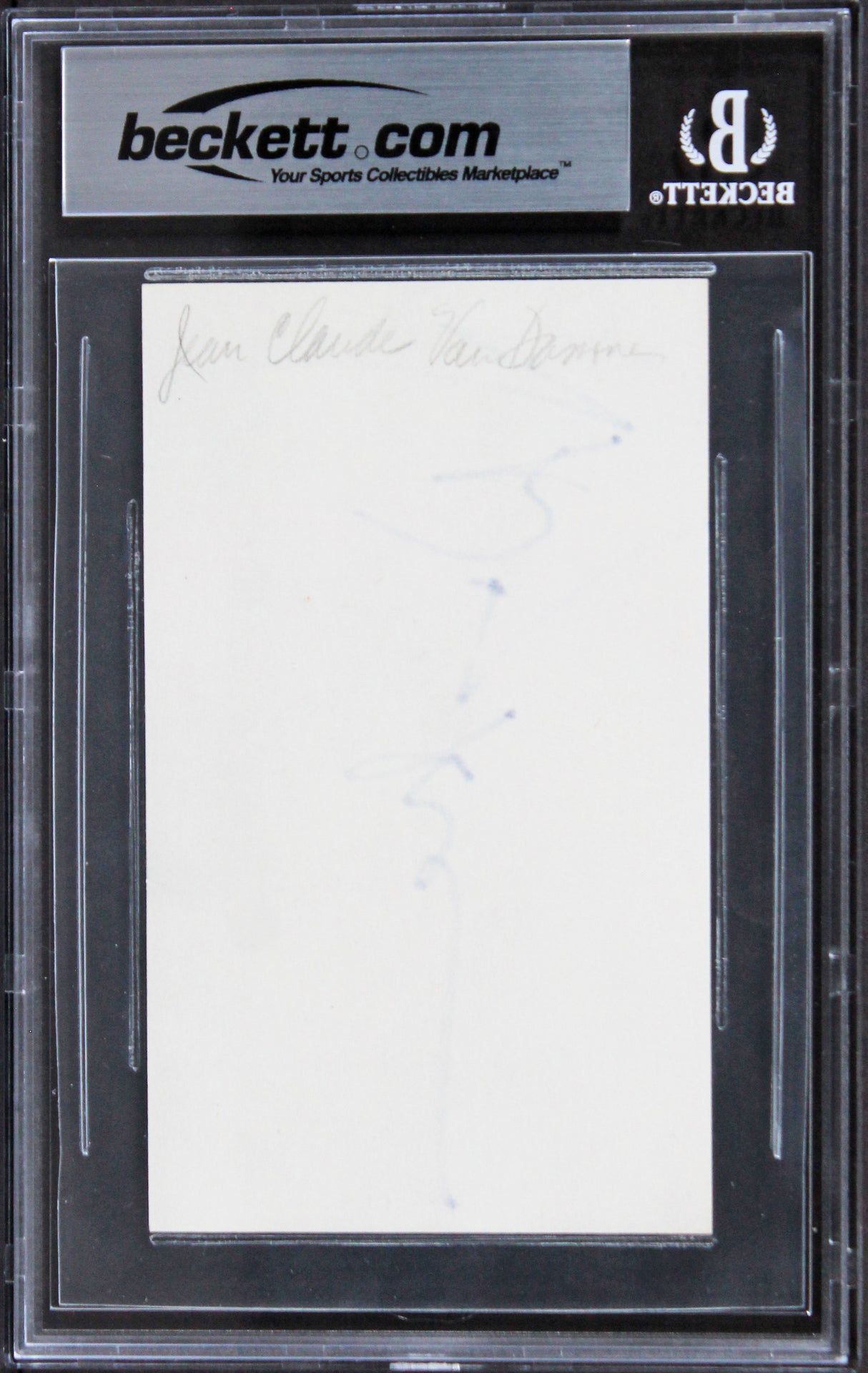 Jean-Claude Van Damme Double Impact Authentic Signed 3x5 Index Card BAS Slab 3