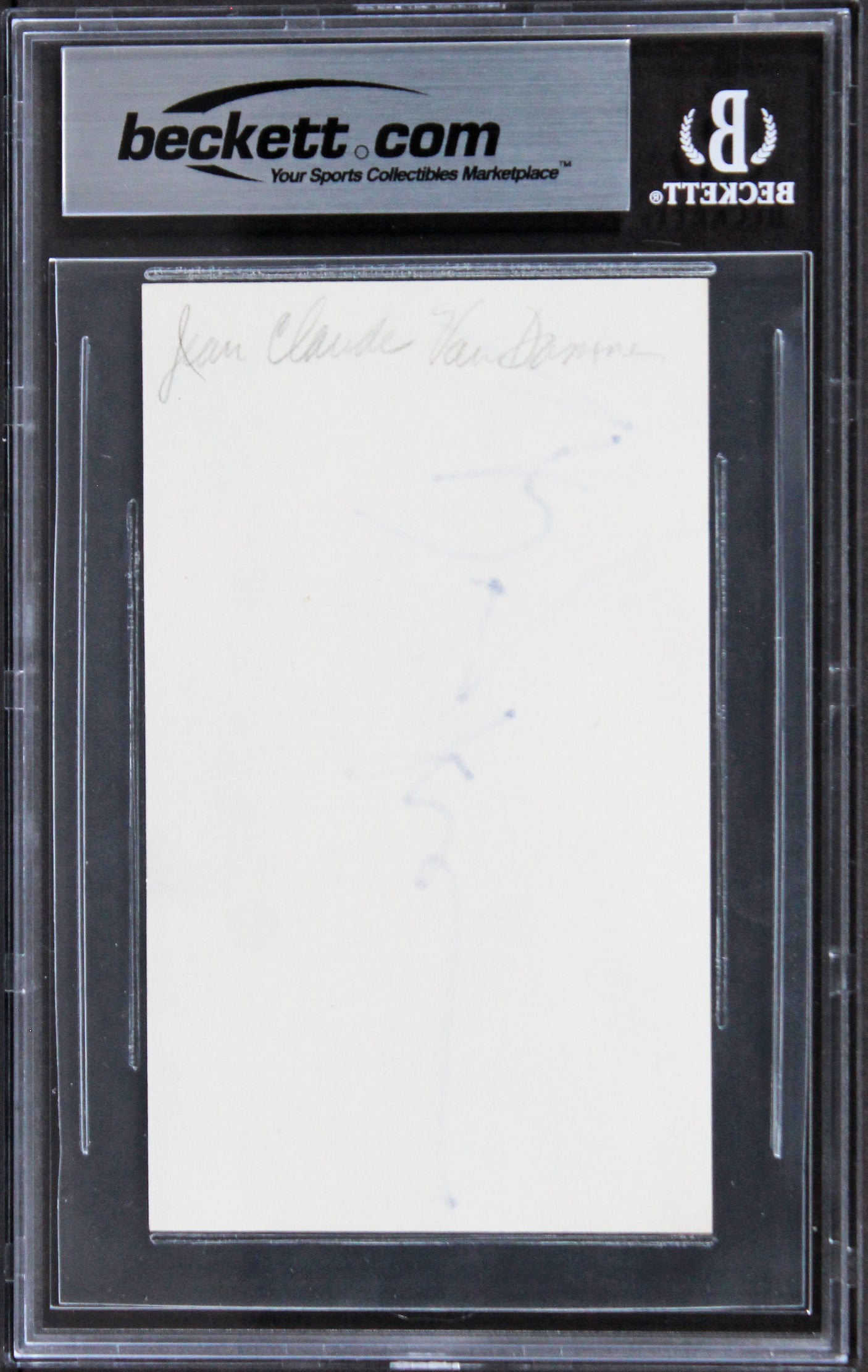 Jean-Claude Van Damme Double Impact Authentic Signed 3x5 Index Card BAS Slab 3