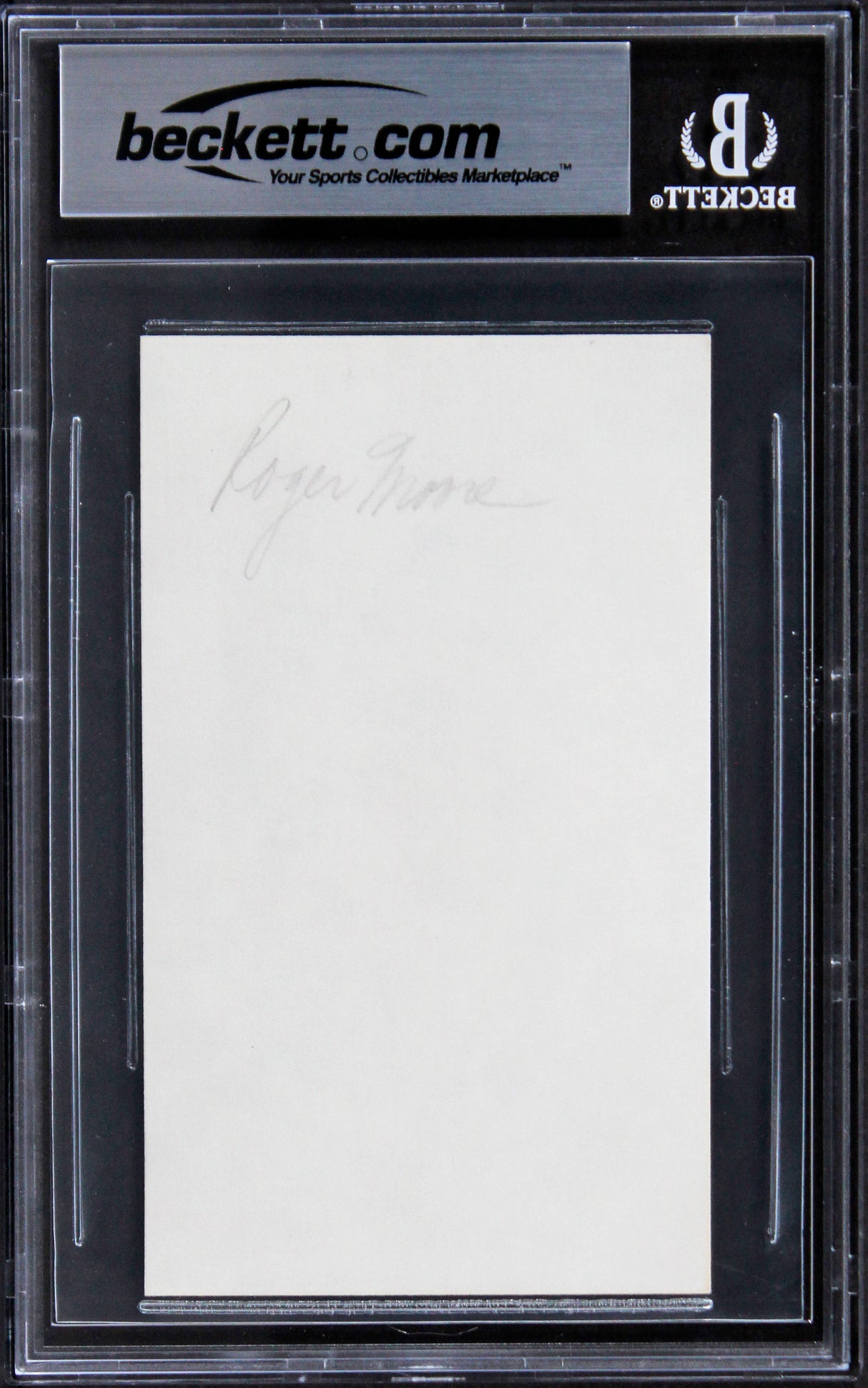 Roger Moore James Bond Authentic Signed 3x5 Index Card Autographed BAS Slabbed 3