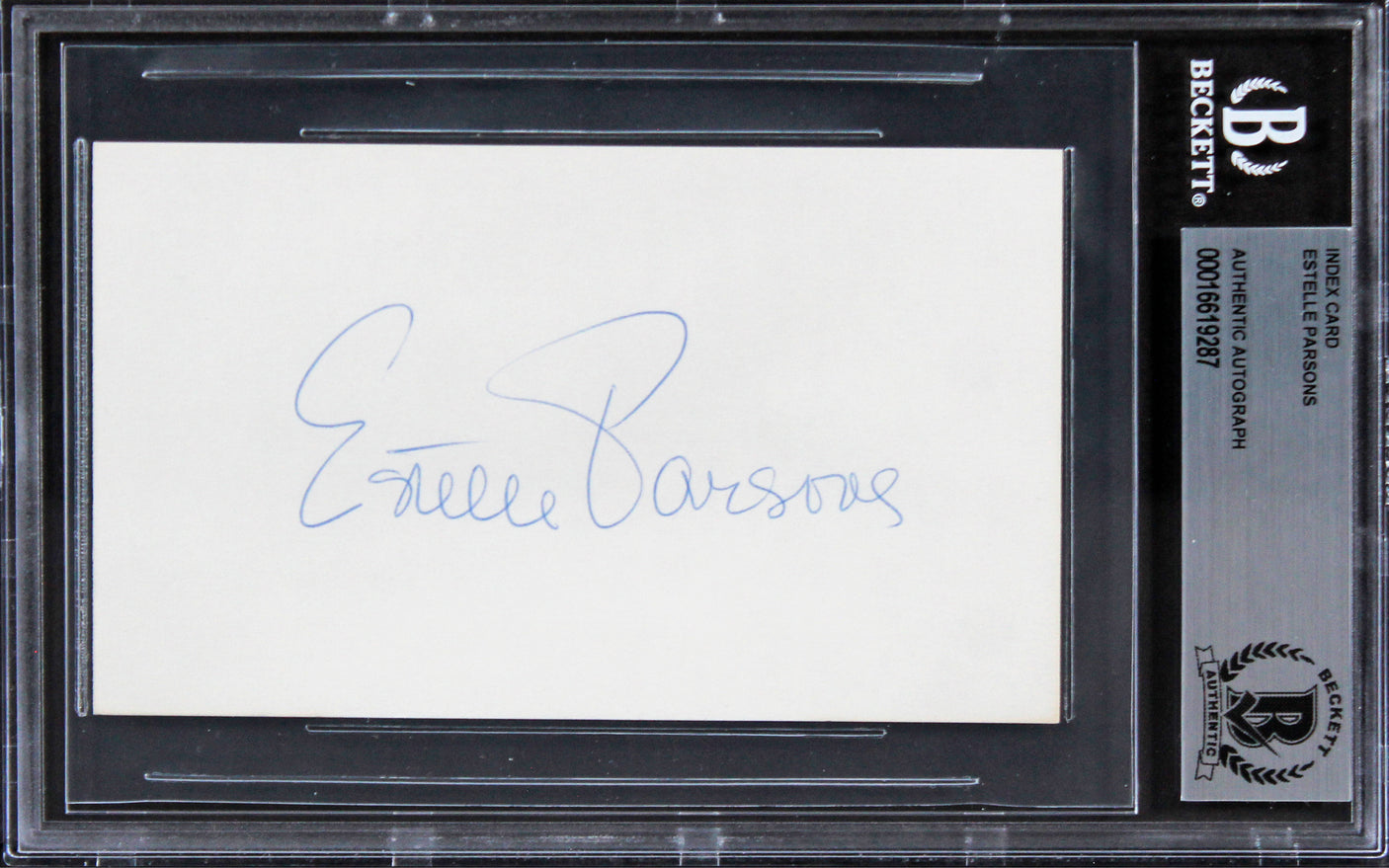 Estelle Parsons Roseanne Authentic Signed 3x5 Index Card BAS Slabbed