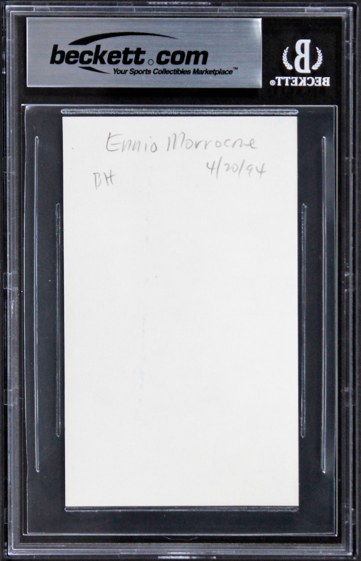 Ennio Morricone The Good, the Bad and the Ugly Signed 3x5 Index Card BAS Slabbed
