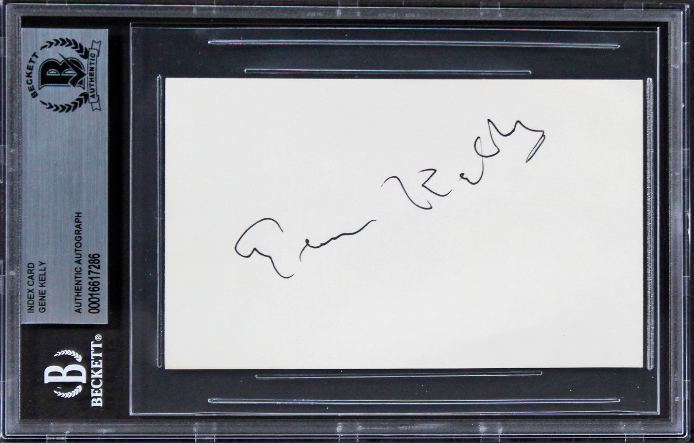 Gene Kelly Singing in the Rain Signed 3x5 Index Card w/ Black Sig BAS Slabbed