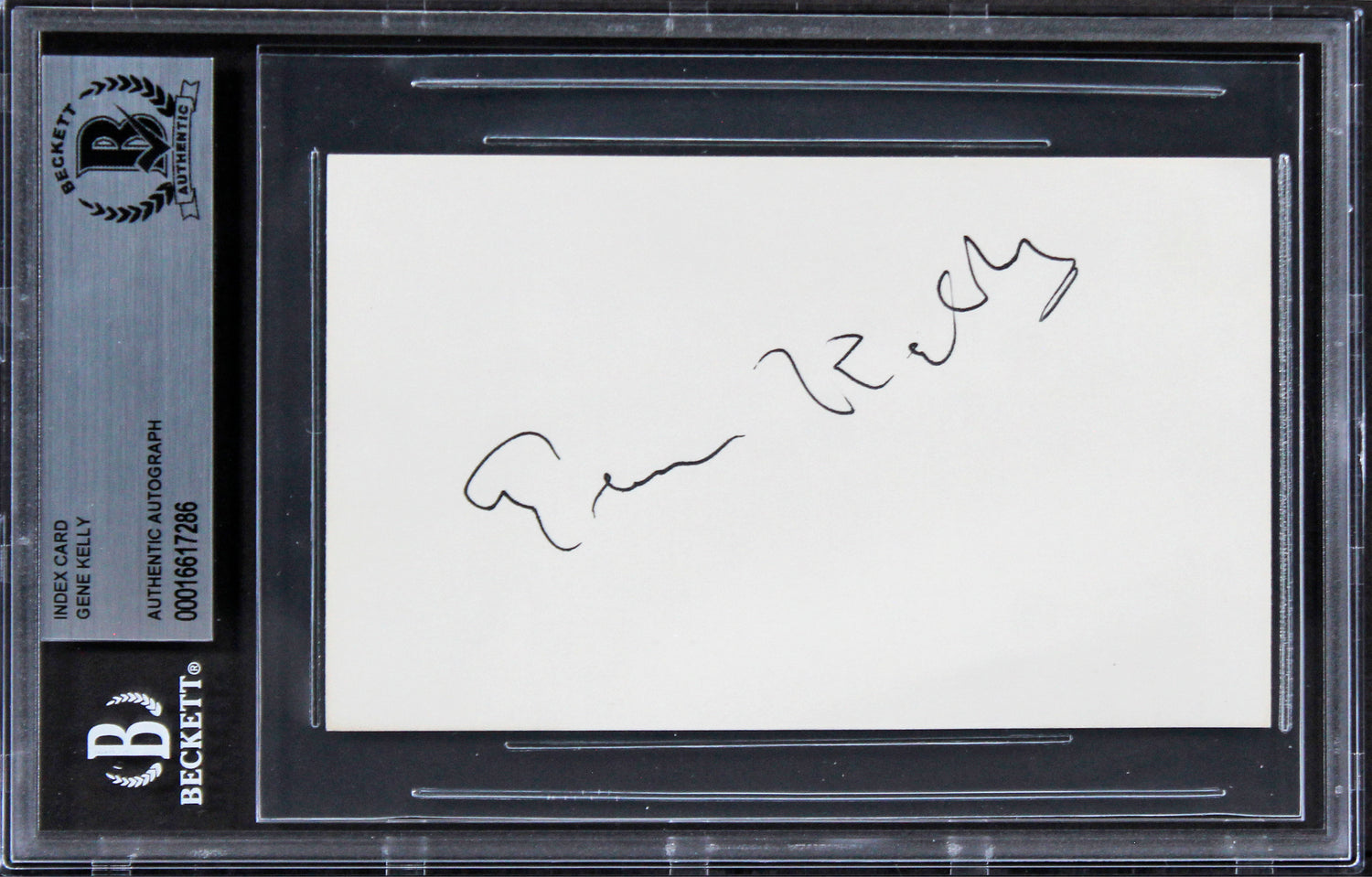 Gene Kelly Singing in the Rain Signed 3x5 Index Card w/ Black Sig BAS Slabbed