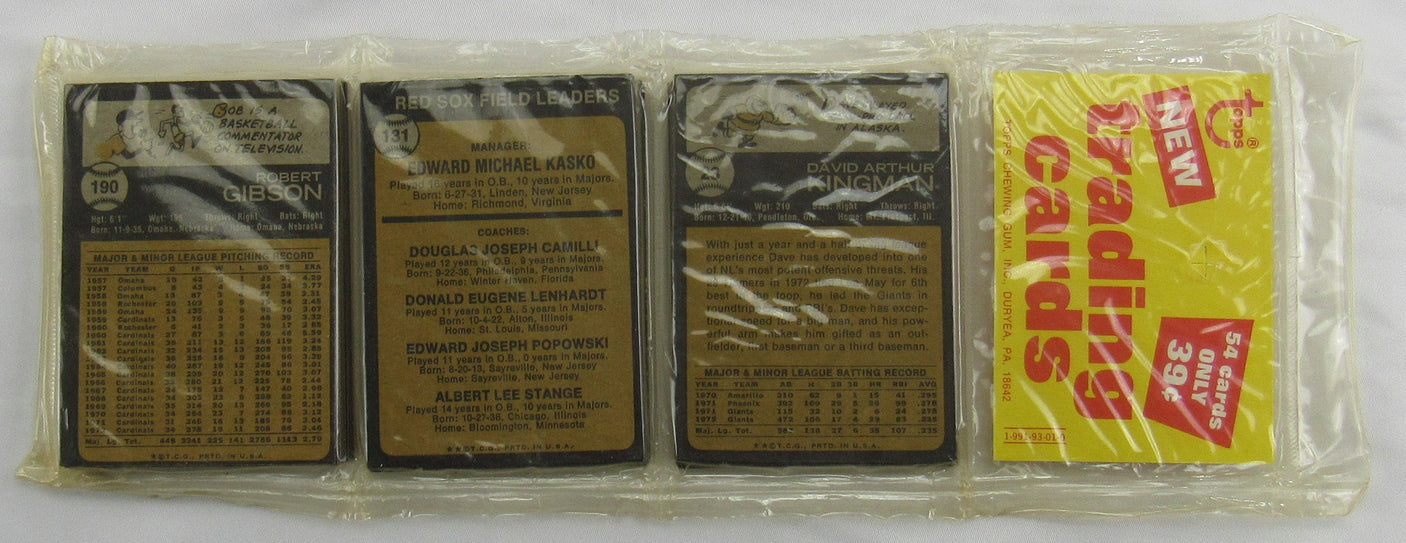 1973 Topps Baseball Card Rack Pack - Carl Yastrzemski/Jim Palmer on Top - Read Notes