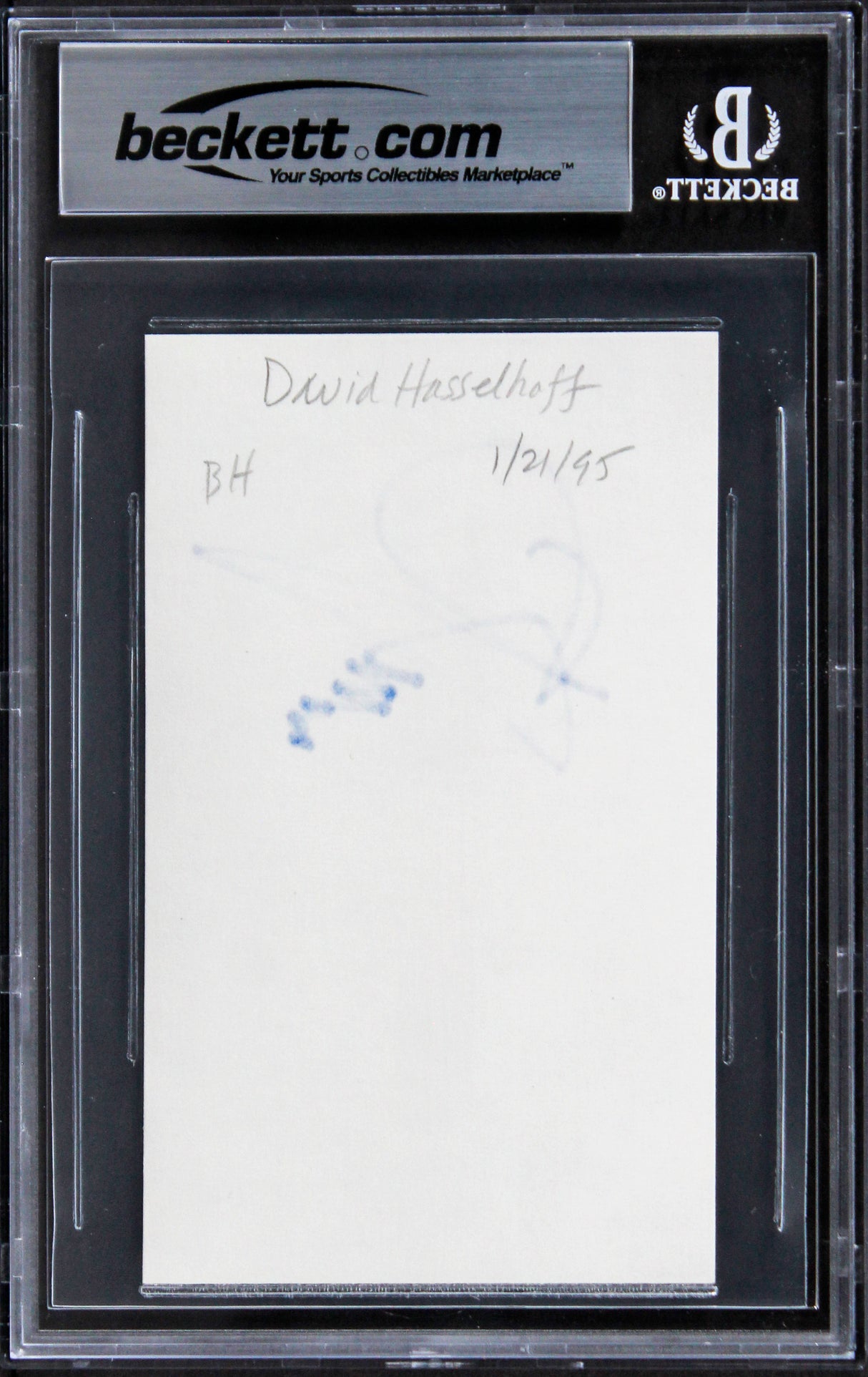 David Hasselhoff Knight Rider Signed 3x5 Index Card w/ Blue Sig BAS Slabbed