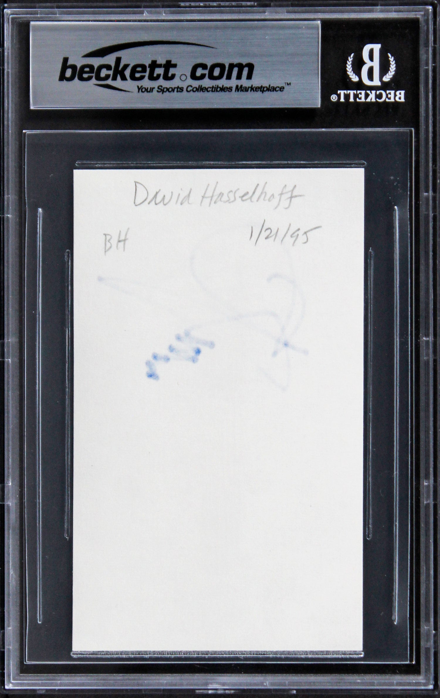 David Hasselhoff Knight Rider Signed 3x5 Index Card w/ Blue Sig BAS Slabbed