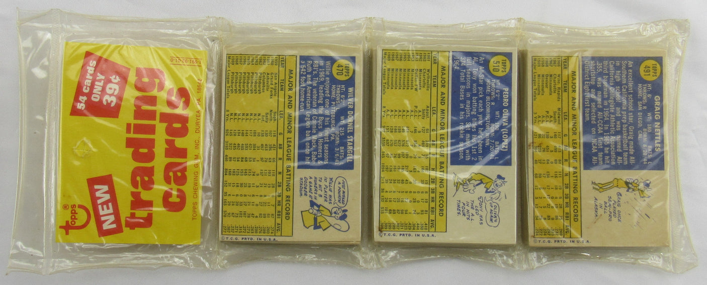 1970 Topps Baseball Card Rack Pack - Hank Aaron on Top - Read Notes