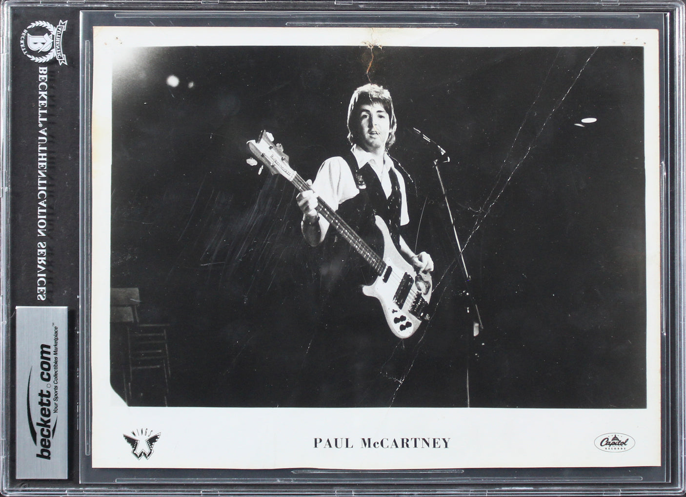 Paul McCartney Beatles "Love" Signed 8x10 Photo w/ Facial Doodle Sketch BAS Slab