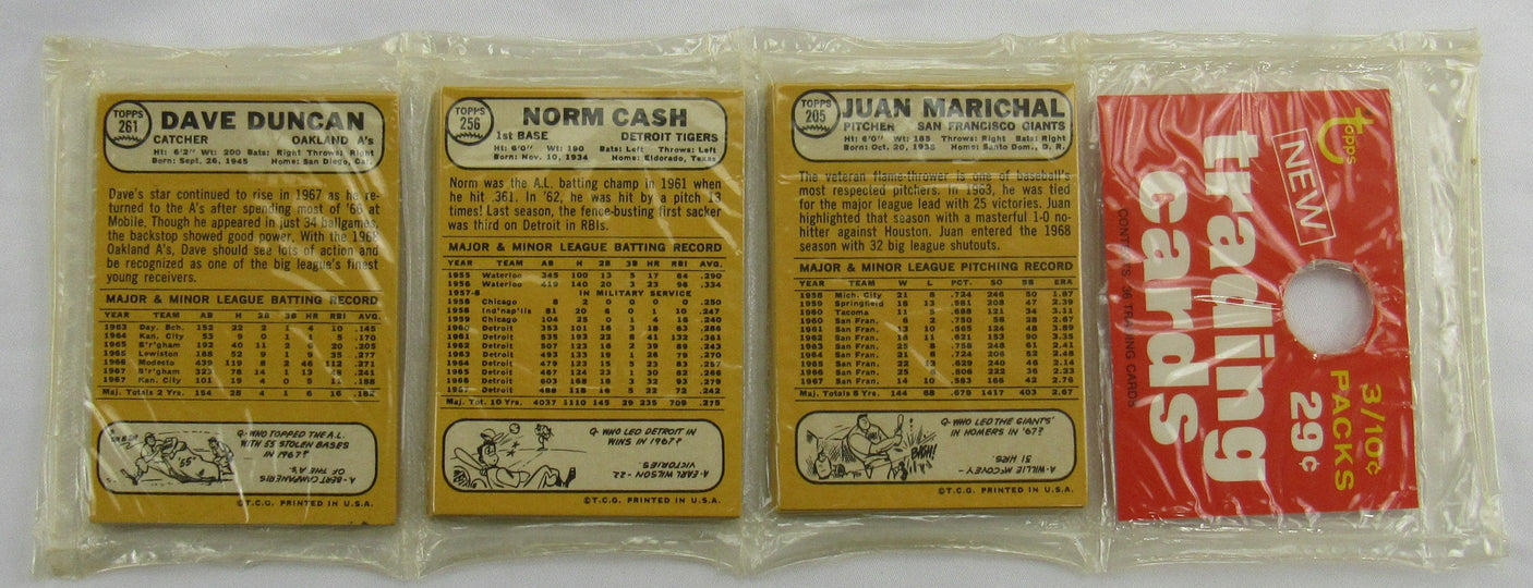 1968 Topps Baseball Card Rack Pack - Carl Yastrzemski on Top - Read Notes