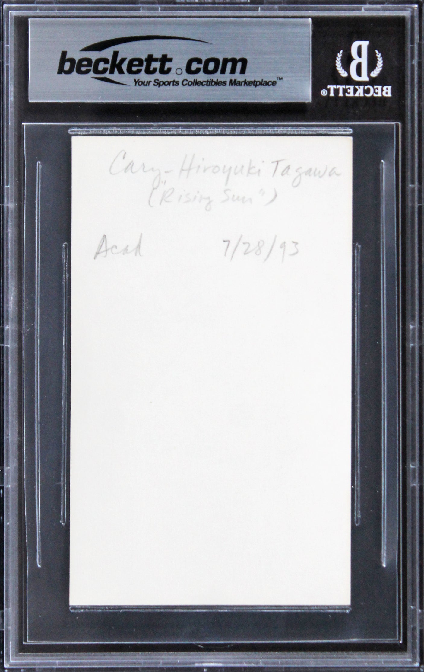 Cary-Hiroyuki Tagawa Mortal Kombat Authentic Signed 3x5 Index Card BAS Slabbed