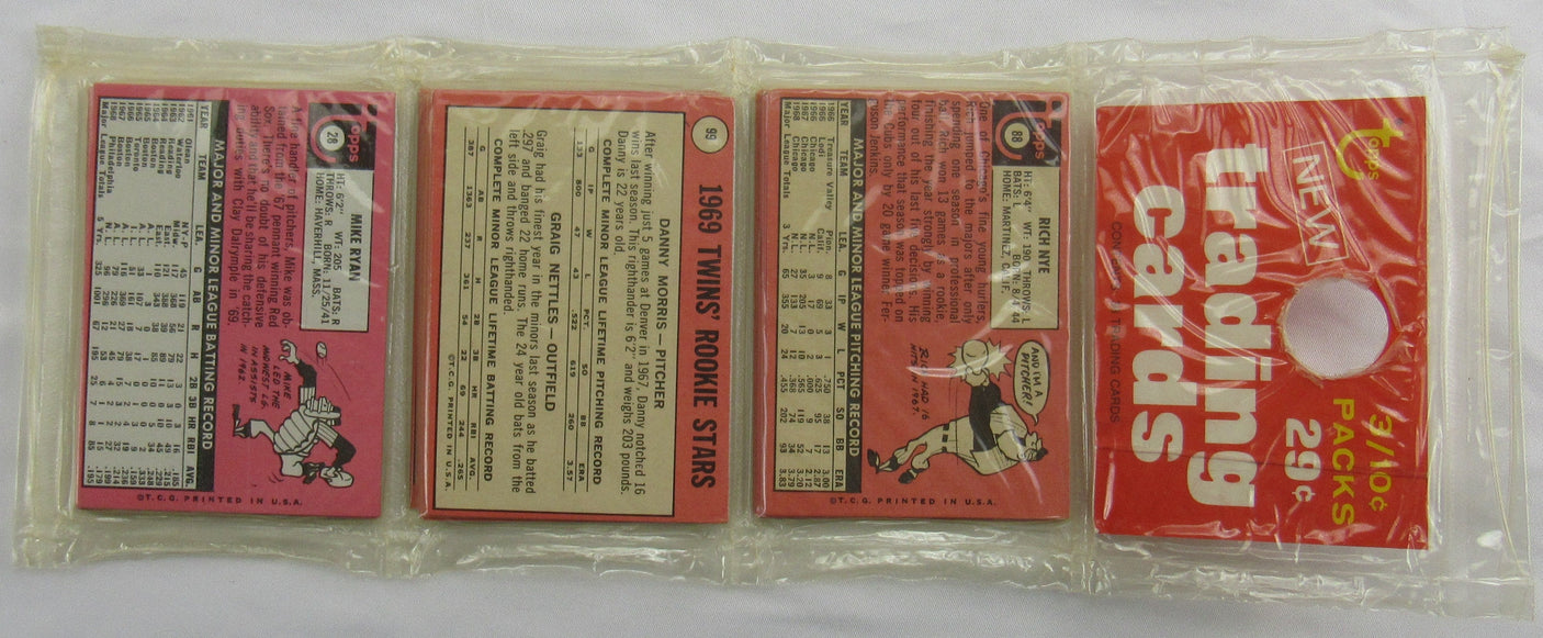 1969 Topps Baseball Card Rack Pack - Joe Morgan on Top - Read Notes