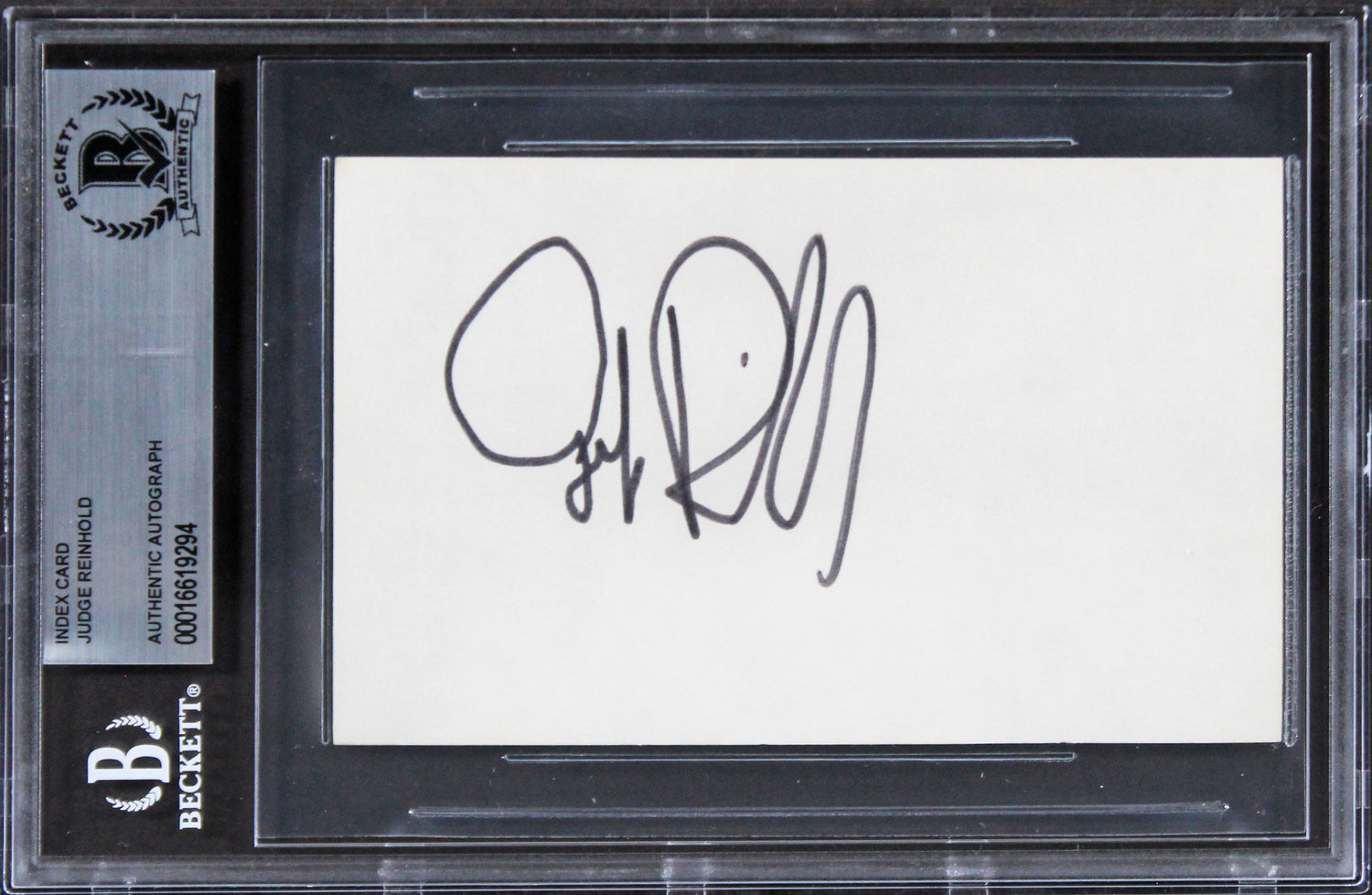 Judge Reinhold Stripes Authentic Signed 3x5 Index Card Autographed BAS Slabbed