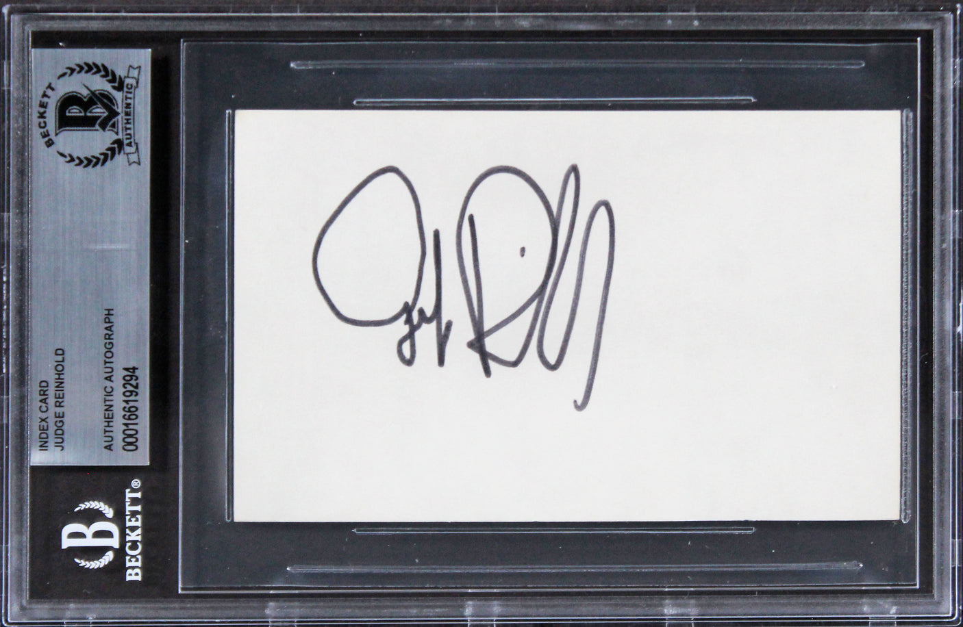 Judge Reinhold Stripes Authentic Signed 3x5 Index Card Autographed BAS Slabbed