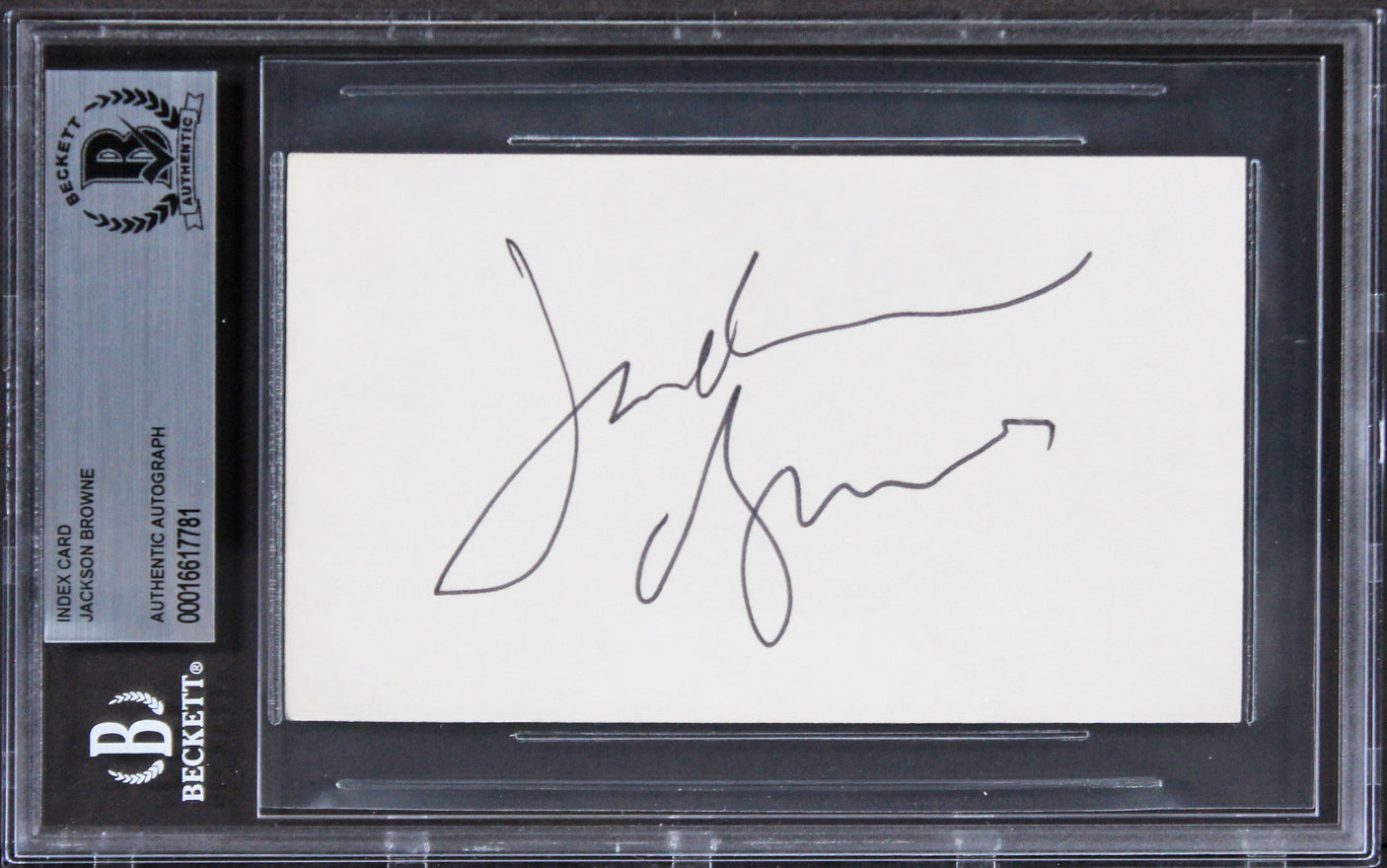 Jackson Browne Musician Authentic Signed 3x5 Index Card Autographed BAS Slabbed