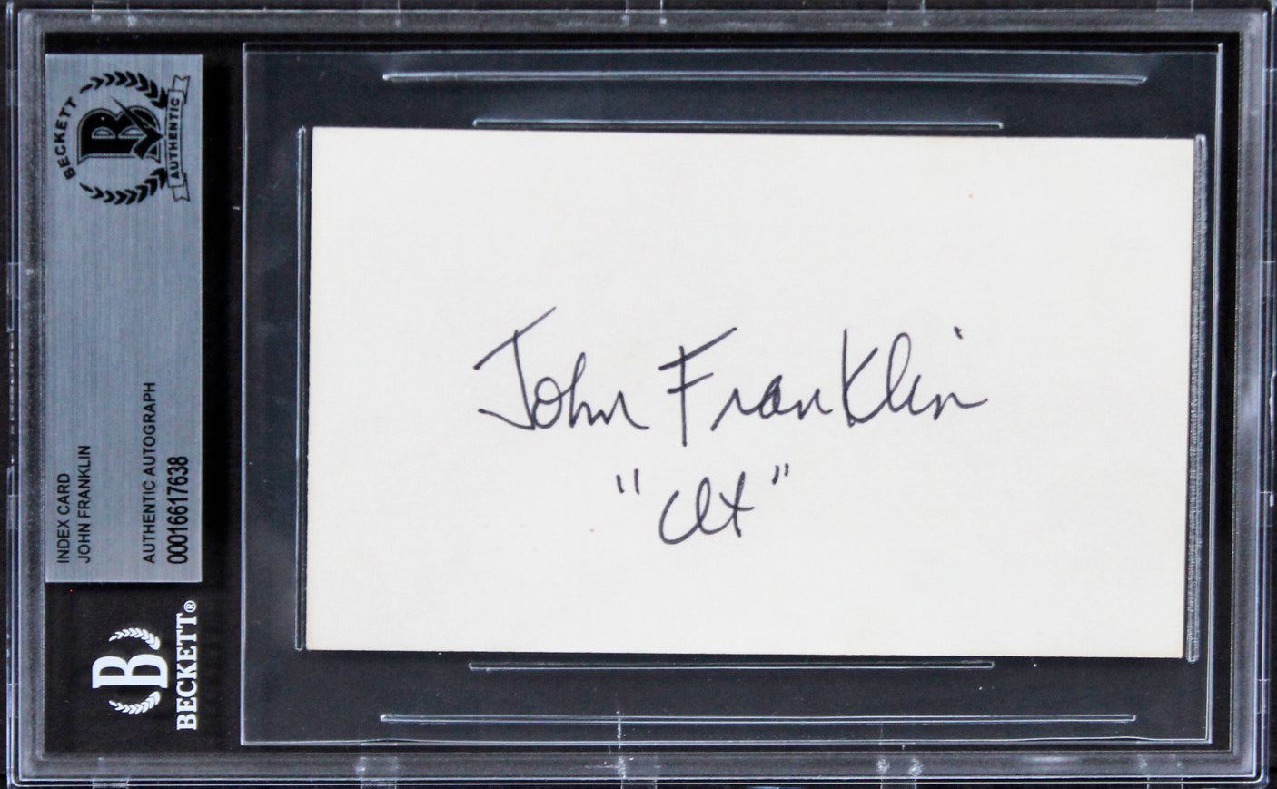 John Franklin Children of the Corn "CLT" Signed 3x5 Index Card BAS Slabbed