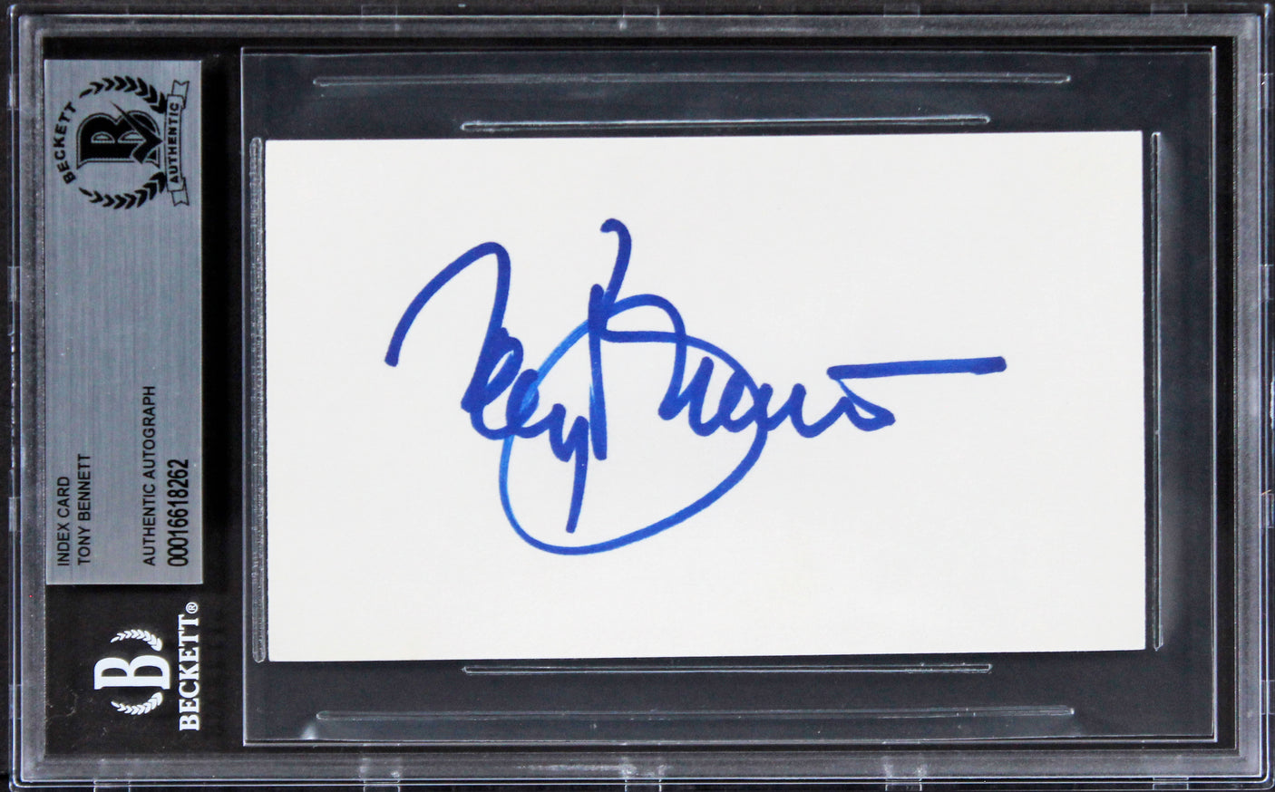 Tony Bennett Musician Authentic Signed 3x5 Index Card Autographed BAS Slabbed 1