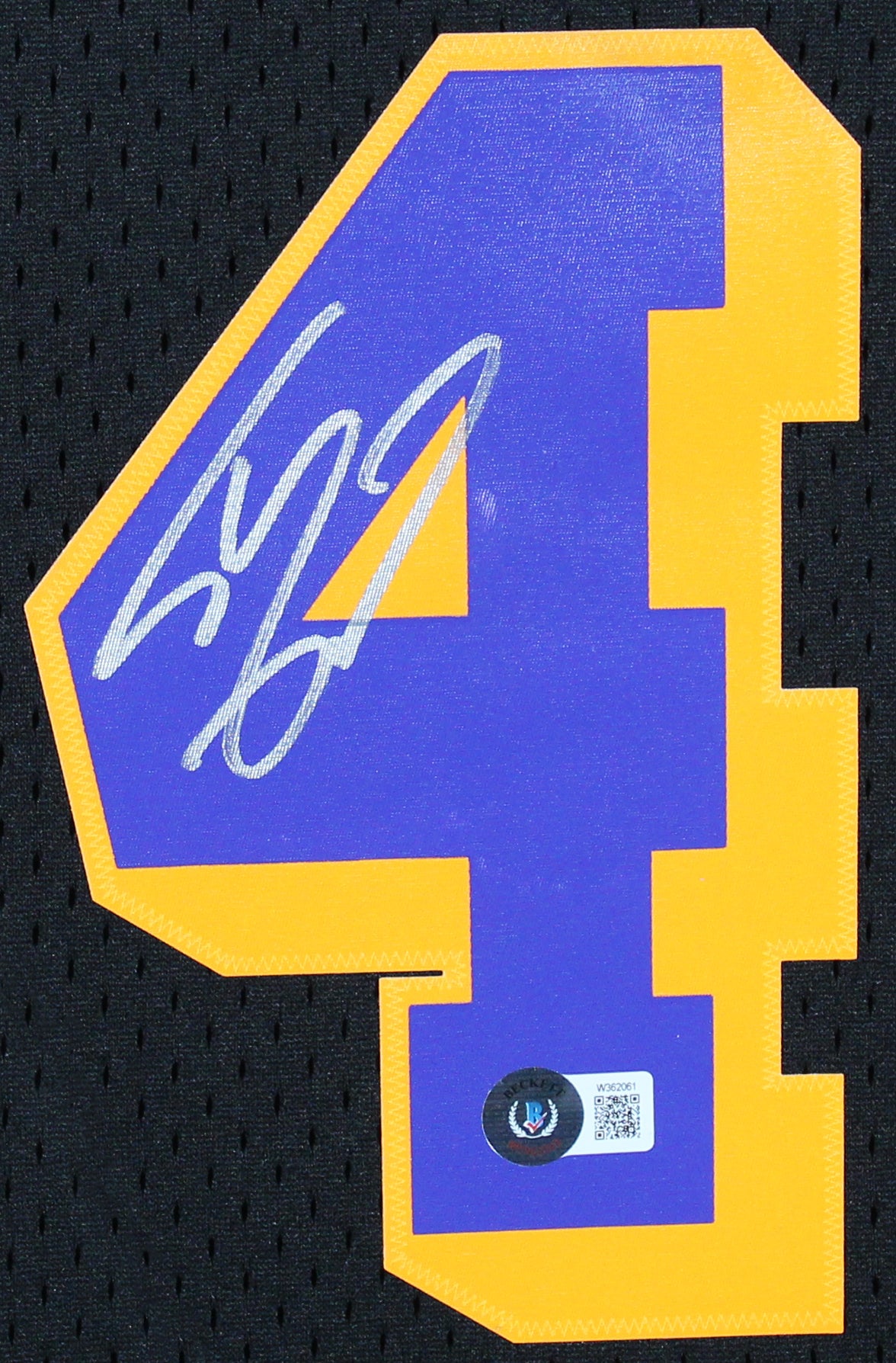 Lakers Shaquille O'Neal Signed Black M&N 96-97 HWC Swingman Framed Jersey BAS W