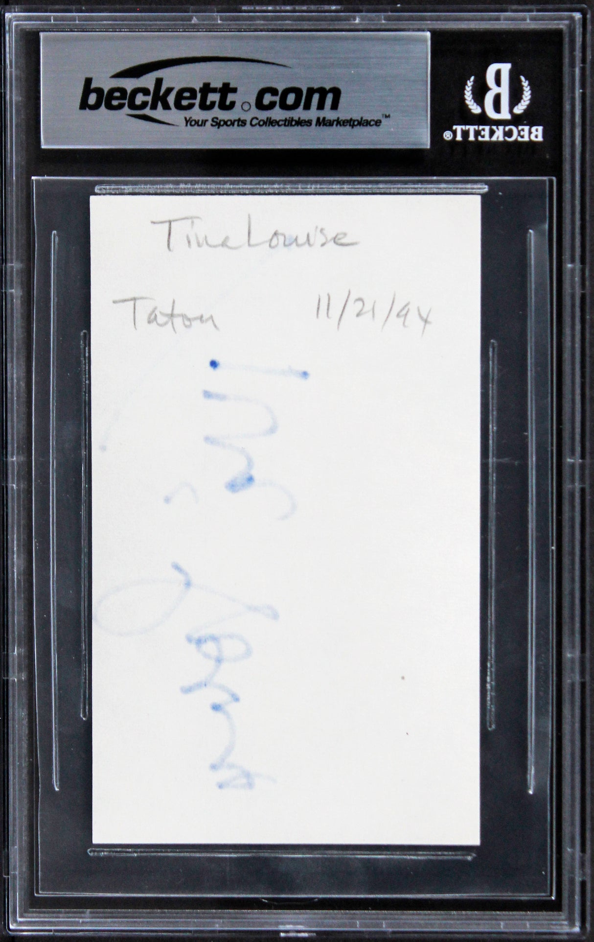 Tina Louise Gilligan's Island Authentic Signed 3x5 Index Card BAS Slabbed 2