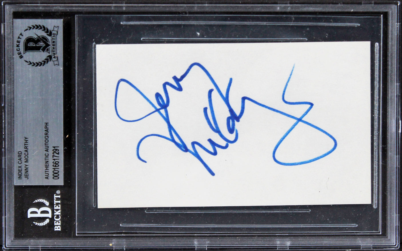 Jenny McCarthy Dirty Love Authentic Signed 3x5 Index Card BAS Slabbed